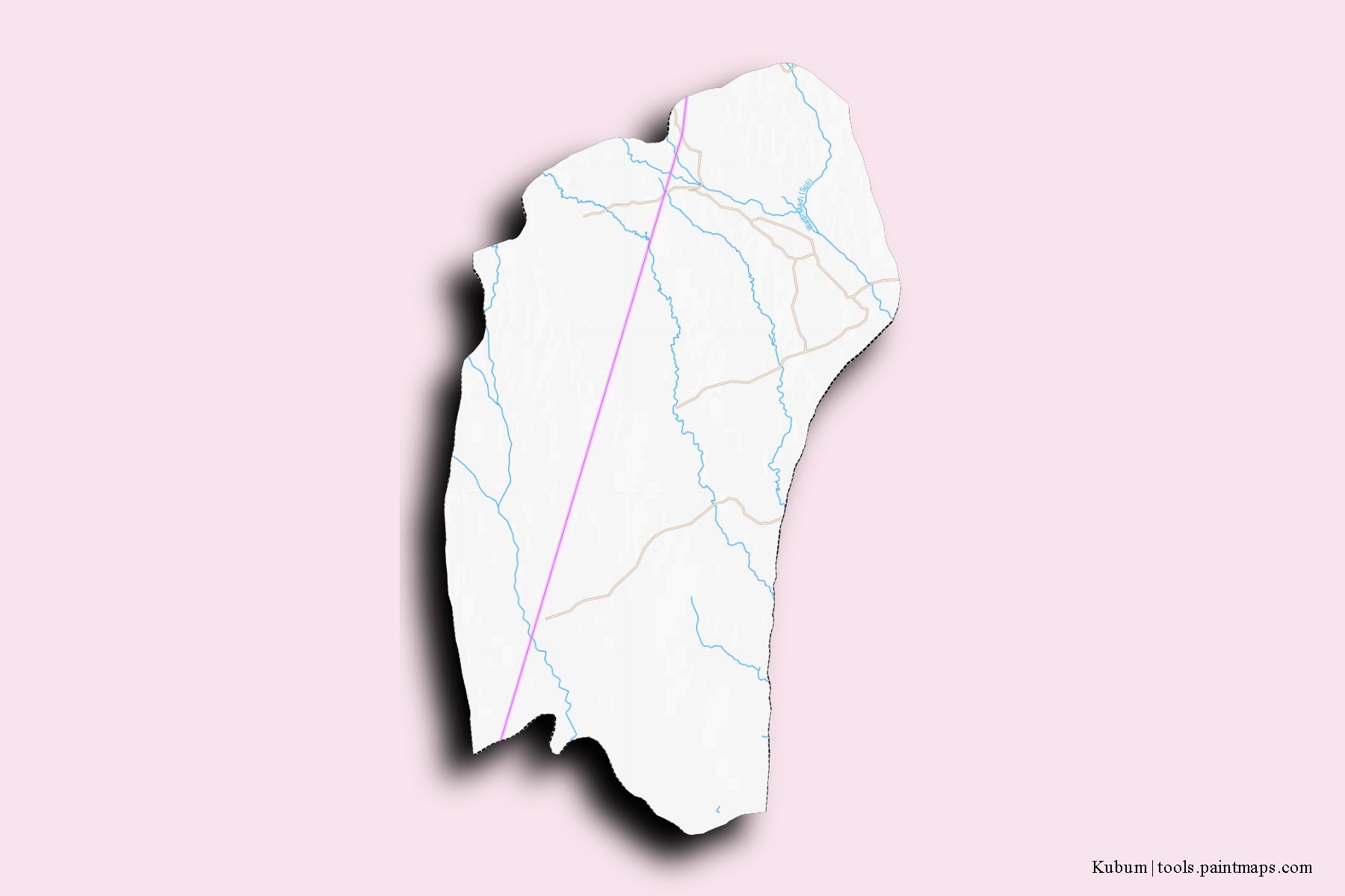 Mapa de barrios y pueblos de Kubum con efecto de sombra 3D