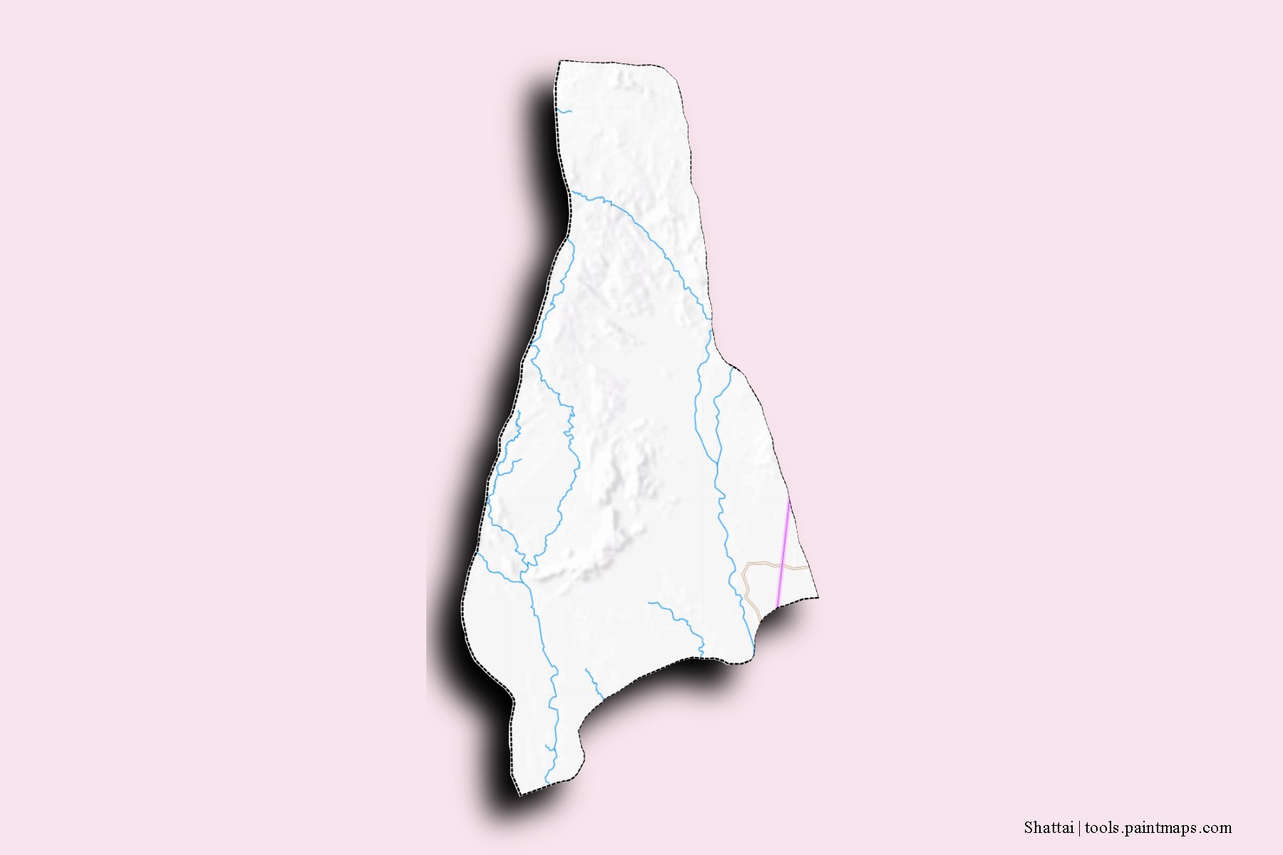 Mapa de barrios y pueblos de Shattai con efecto de sombra 3D