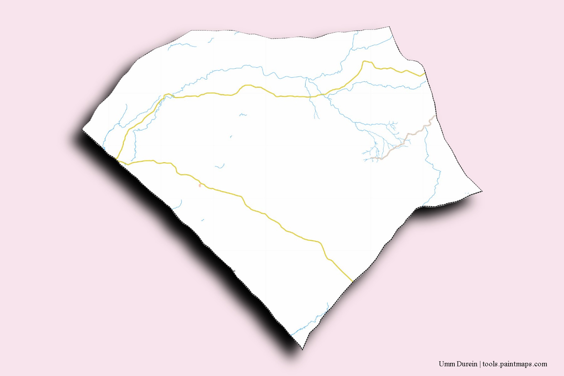 Mapa de barrios y pueblos de Umm Durein con efecto de sombra 3D