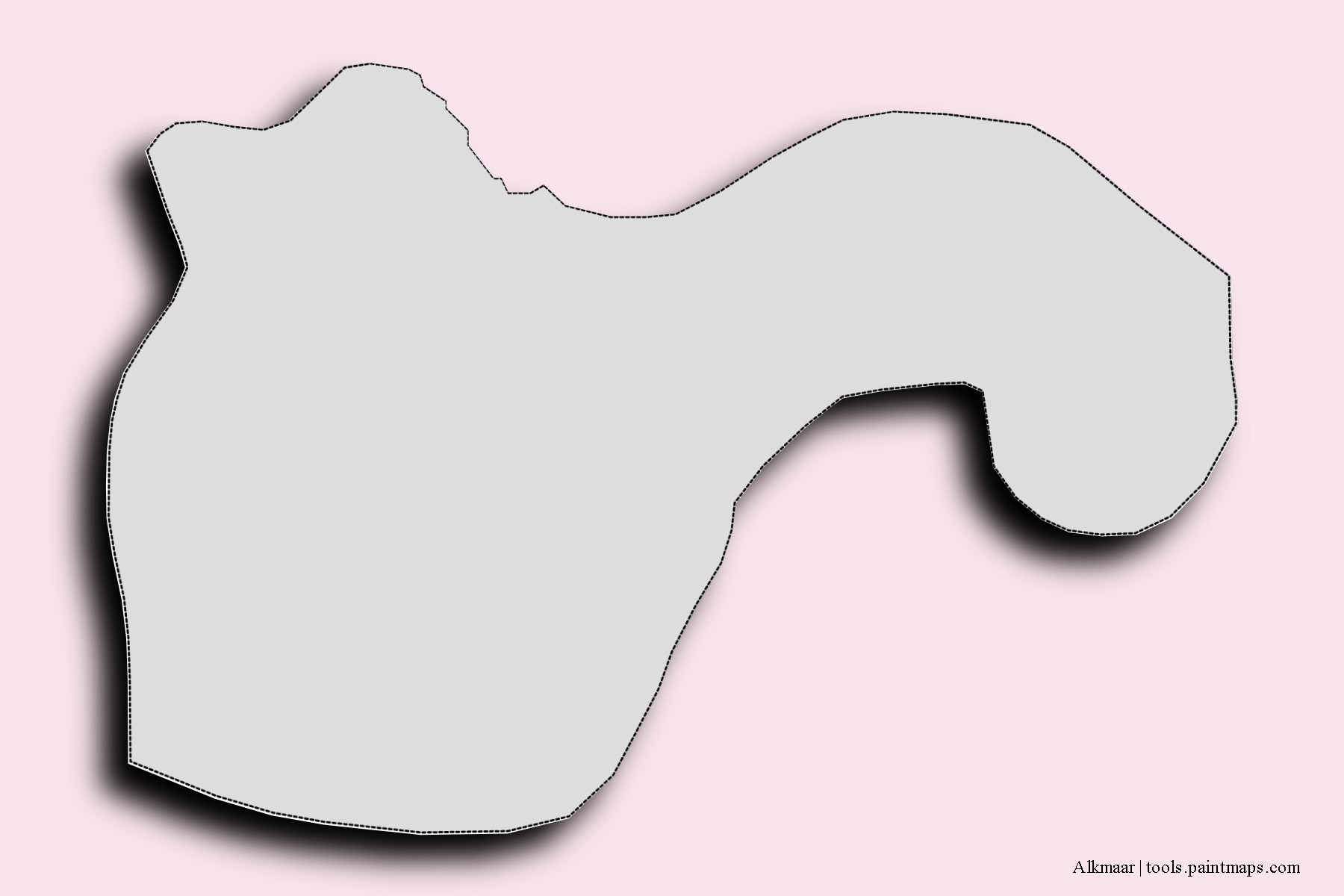 Mapa de barrios y pueblos de Alkmaar con efecto de sombra 3D