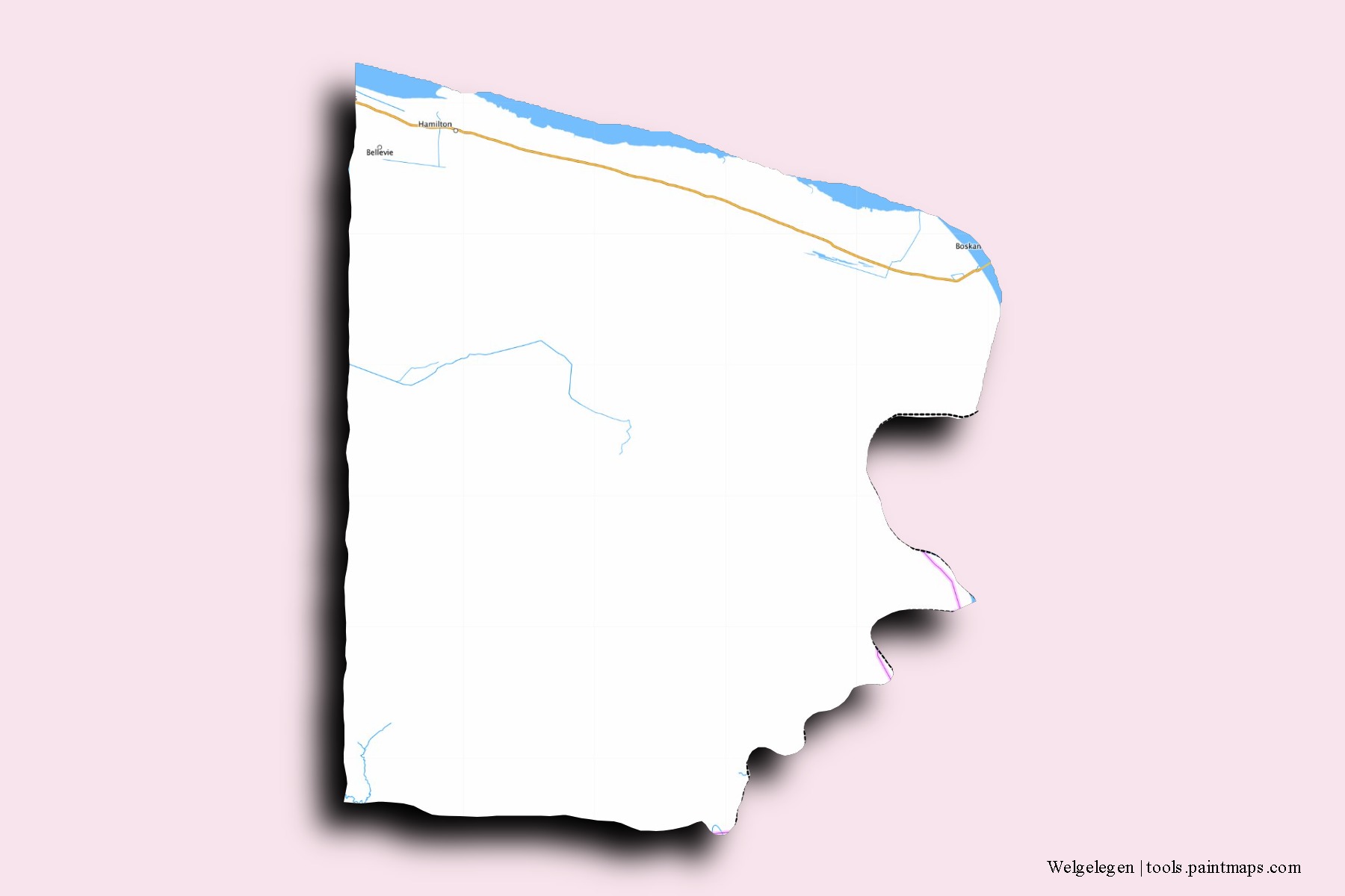 Welgelegen neighborhoods and villages map with 3D shadow effect