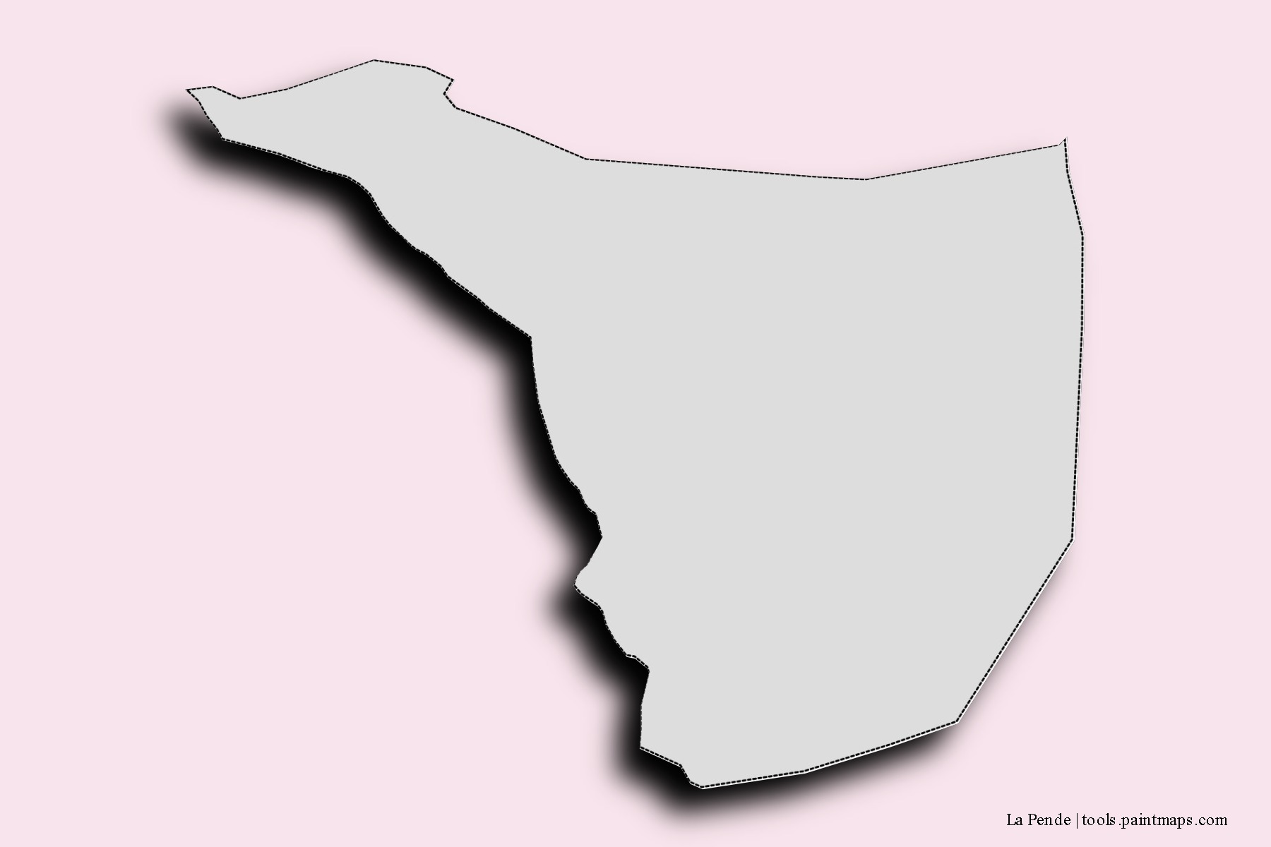 Mapa de barrios y pueblos de La Pende con efecto de sombra 3D