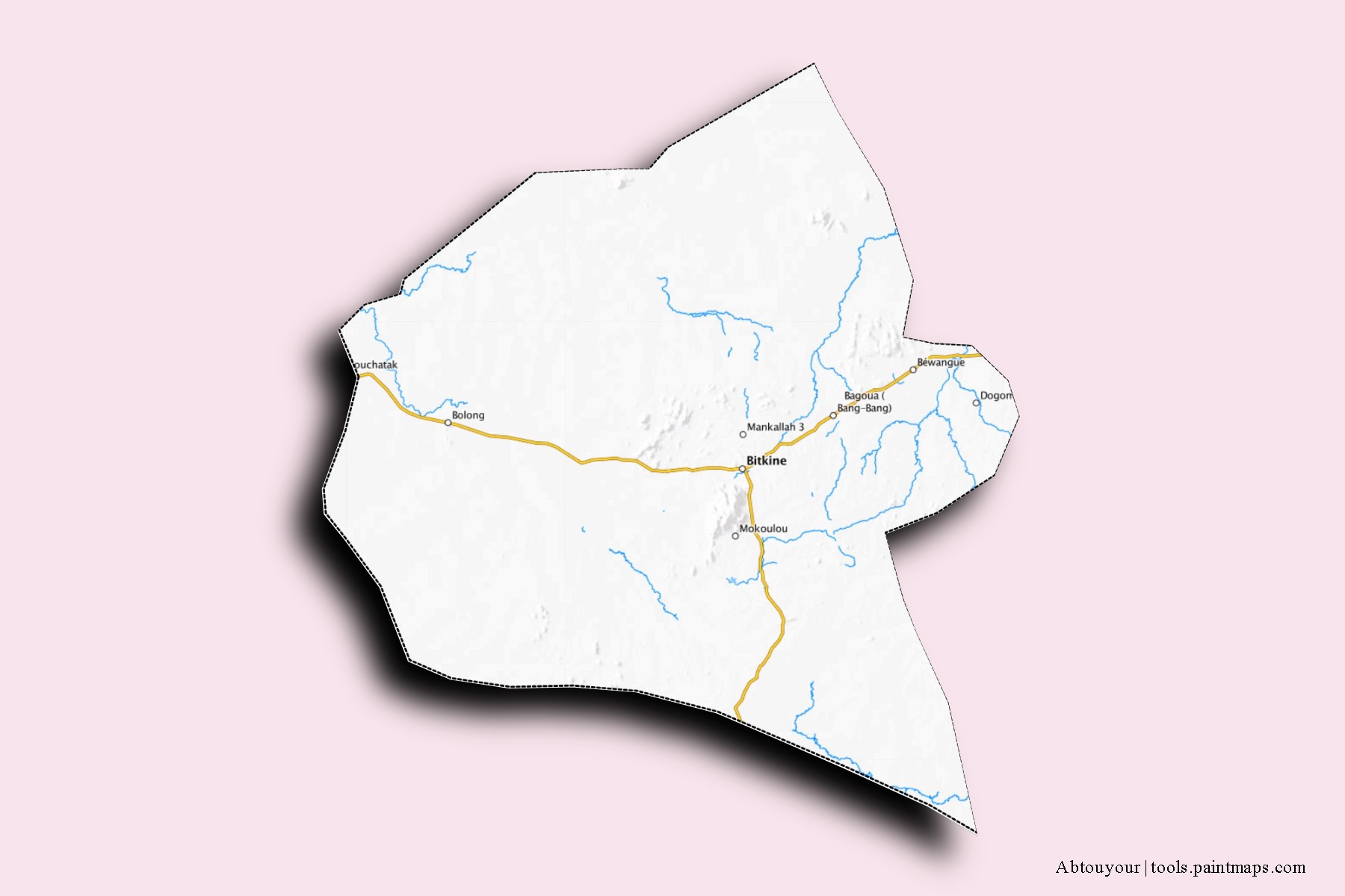 Mapa de barrios y pueblos de Abtouyour con efecto de sombra 3D