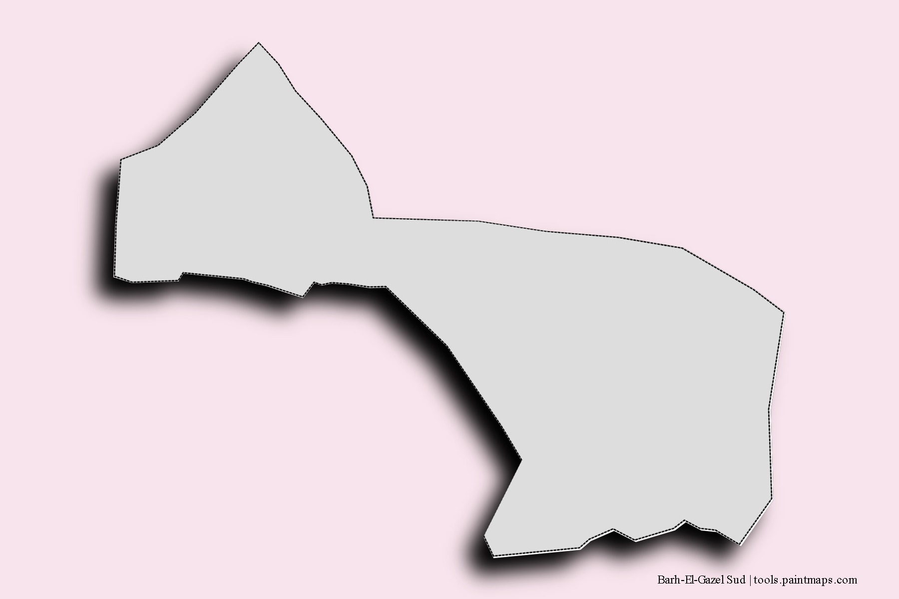 Mapa de barrios y pueblos de Barh-El-Gazel Sud con efecto de sombra 3D