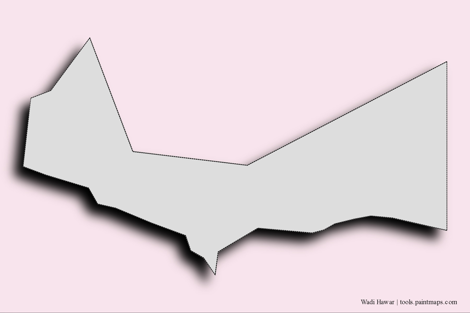 Mapa de barrios y pueblos de Wadi Hawar con efecto de sombra 3D