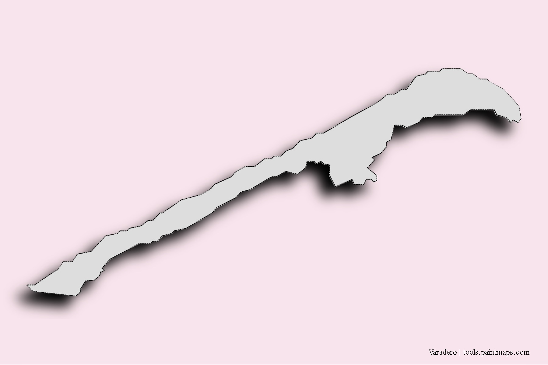 Mapa de barrios y pueblos de Varadero con efecto de sombra 3D