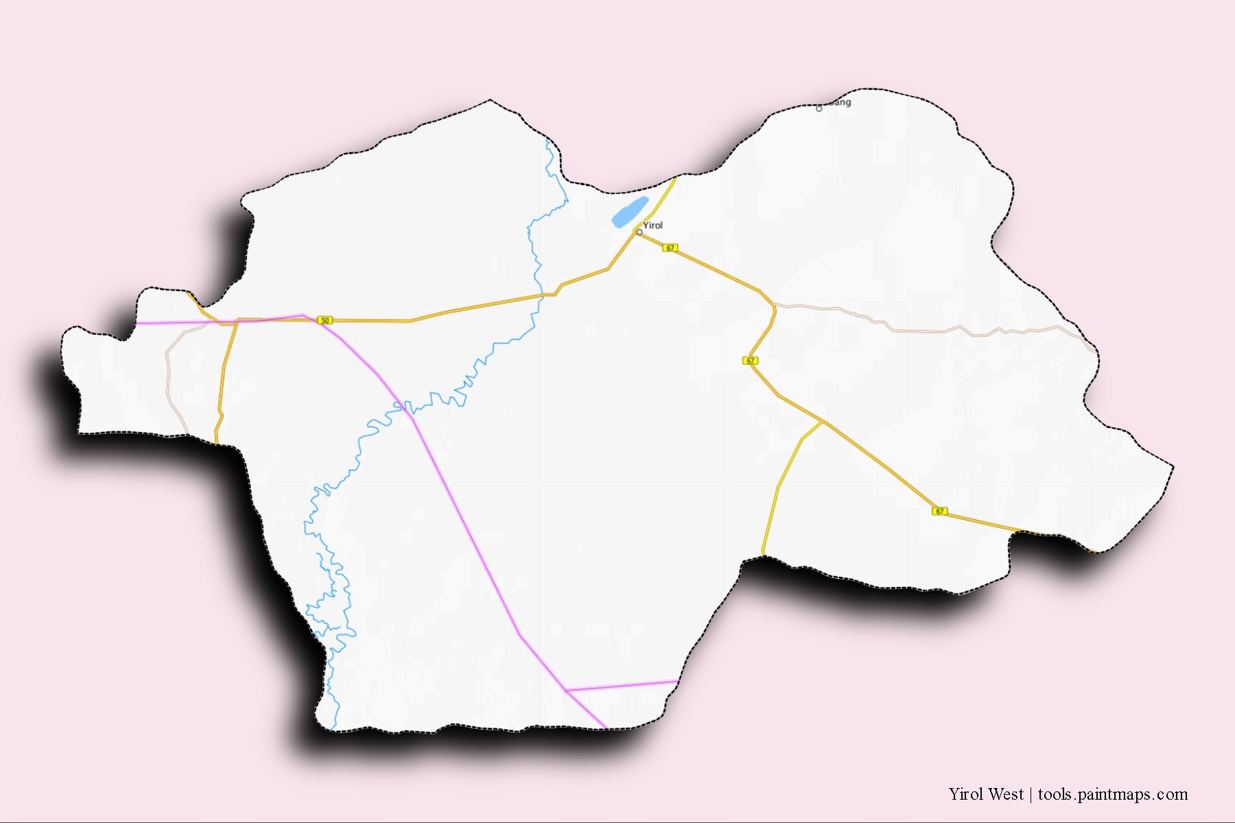 Yirol West neighborhoods and villages map with 3D shadow effect