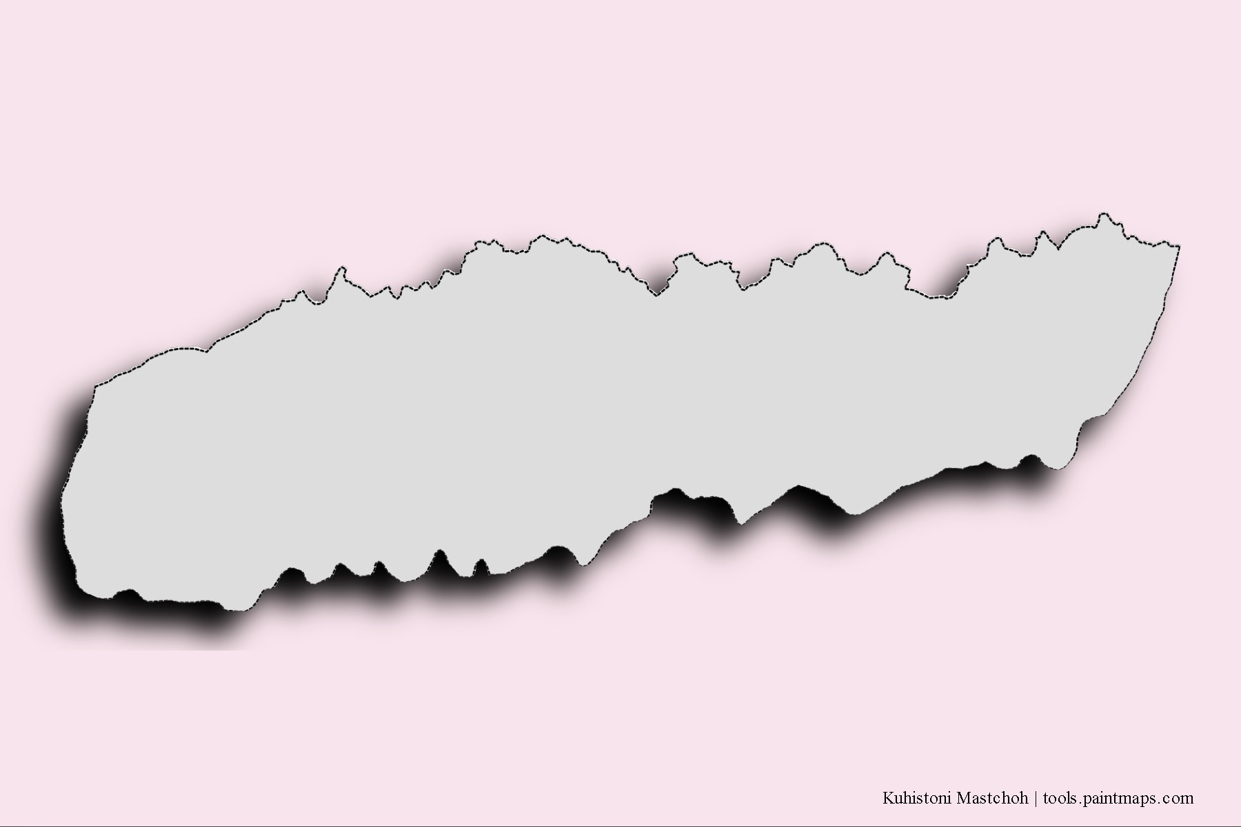 Kuhistoni Mastchoh neighborhoods and villages map with 3D shadow effect