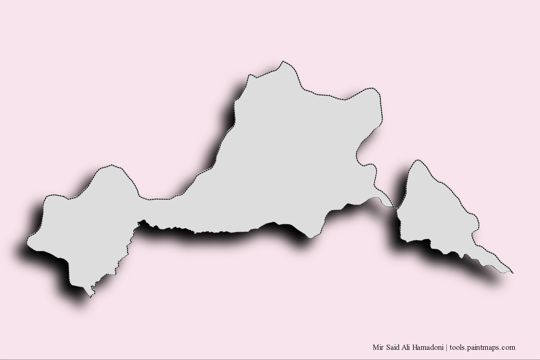 Mir Said Ali Hamadoni neighborhoods and villages map with 3D shadow effect