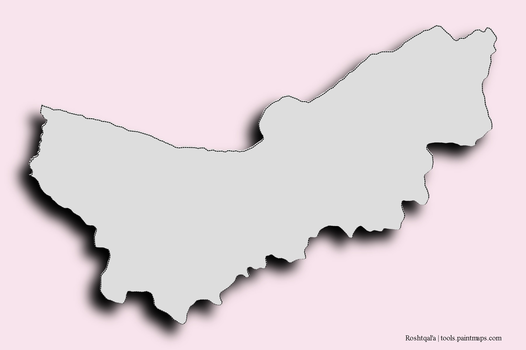 Roshtqal'a neighborhoods and villages map with 3D shadow effect