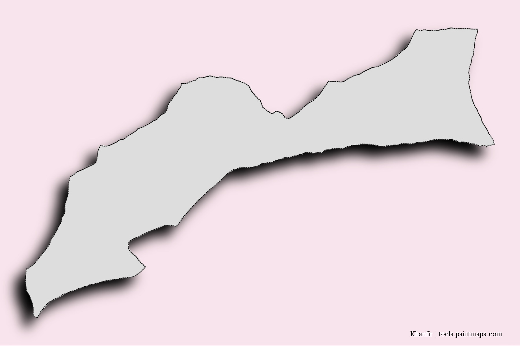 Khanfir neighborhoods and villages map with 3D shadow effect