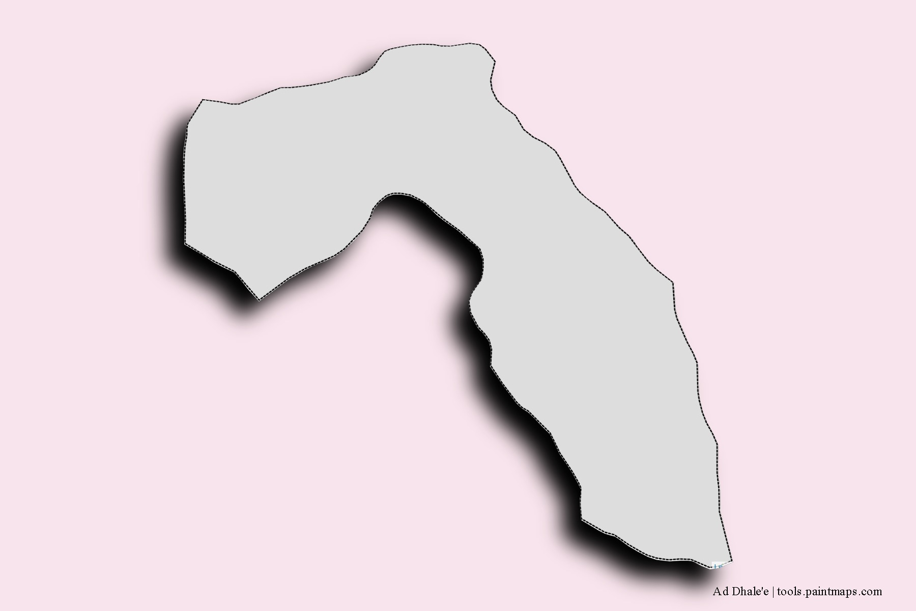 Mapa de barrios y pueblos de Ad Dhale'e con efecto de sombra 3D