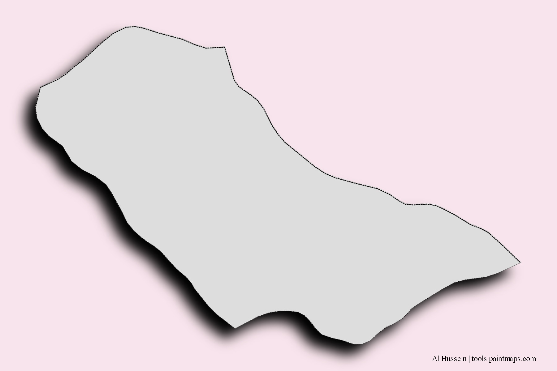 Mapa de barrios y pueblos de Al Hussein con efecto de sombra 3D