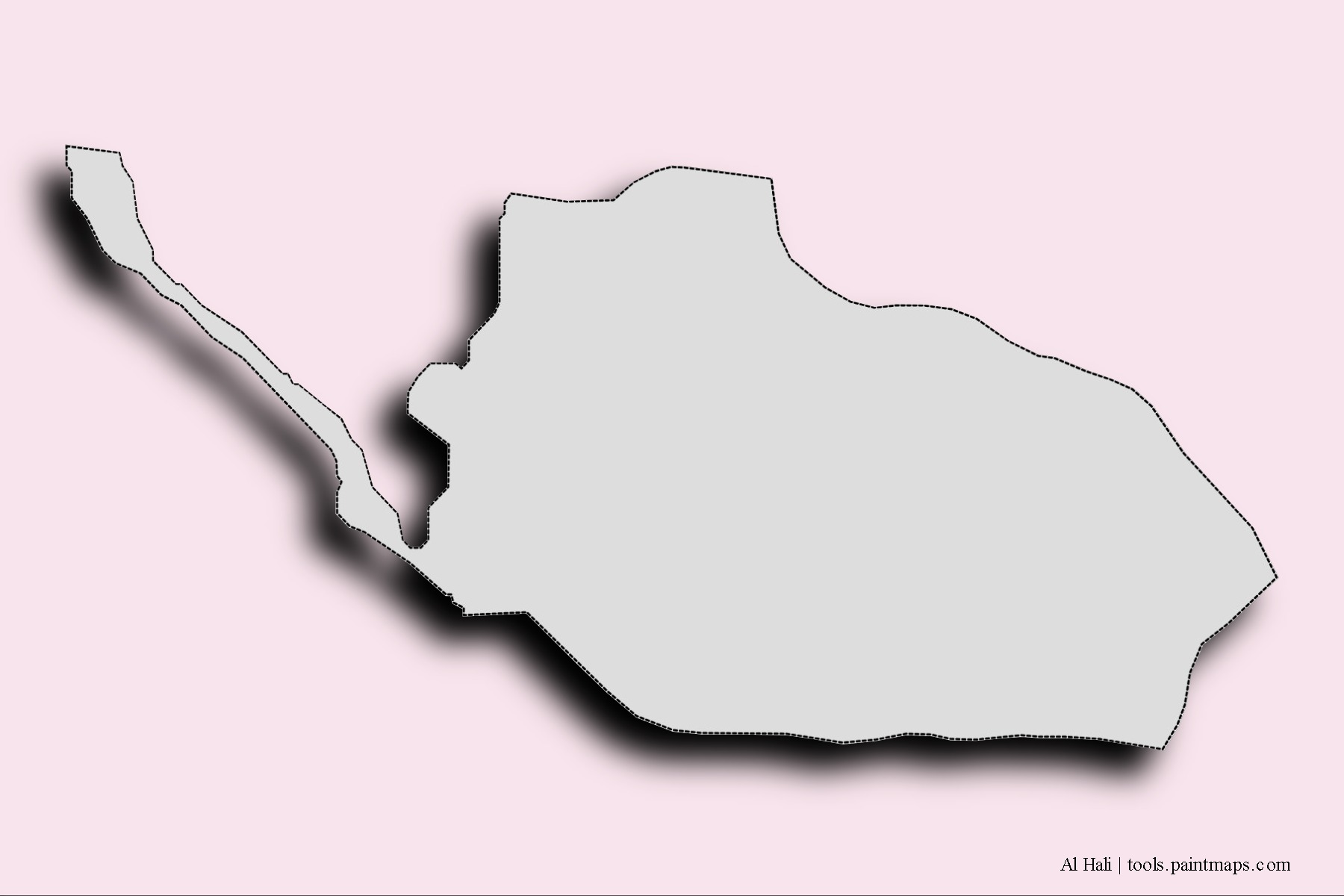 Mapa de barrios y pueblos de Al Hali con efecto de sombra 3D