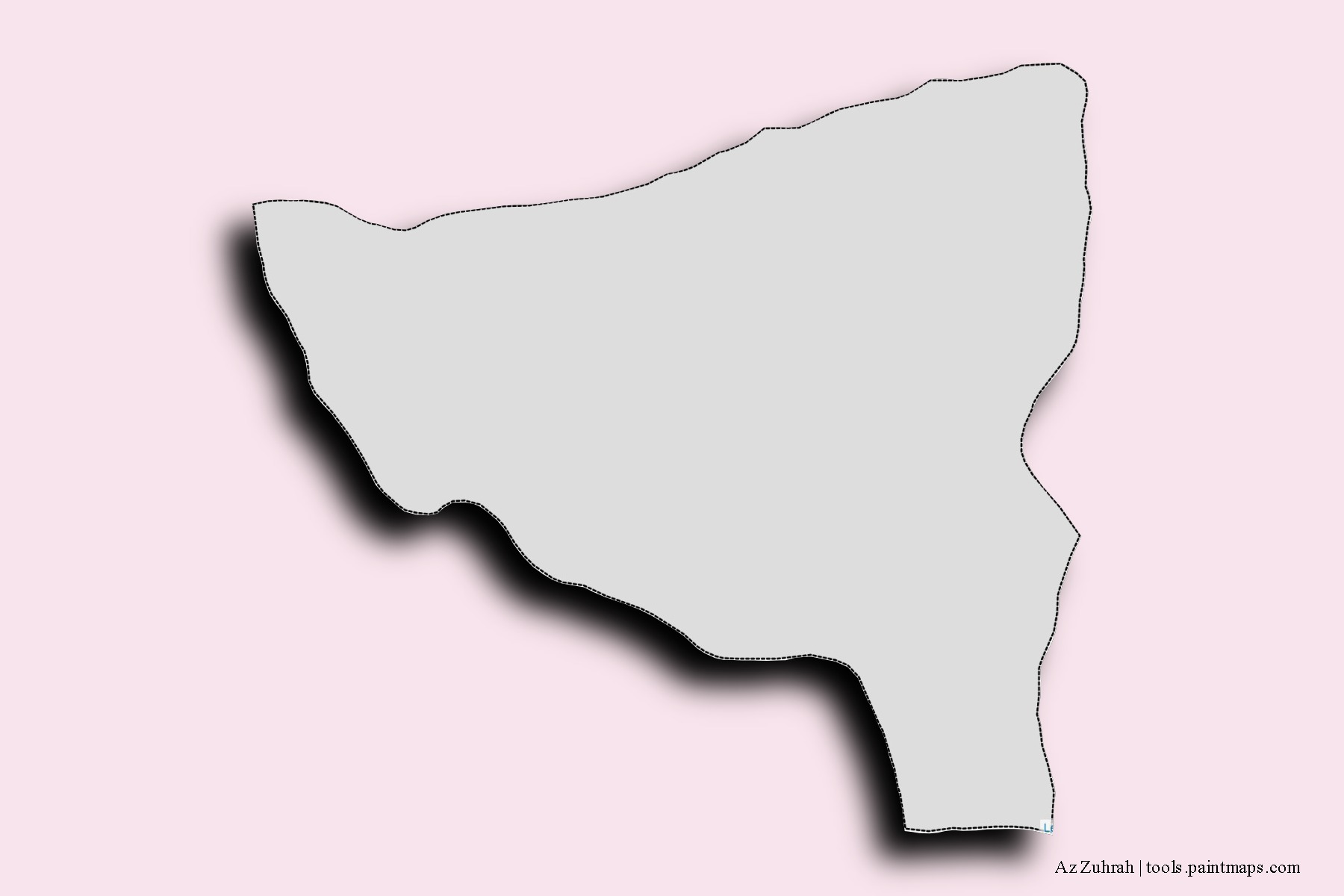 Mapa de barrios y pueblos de Az Zuhrah con efecto de sombra 3D