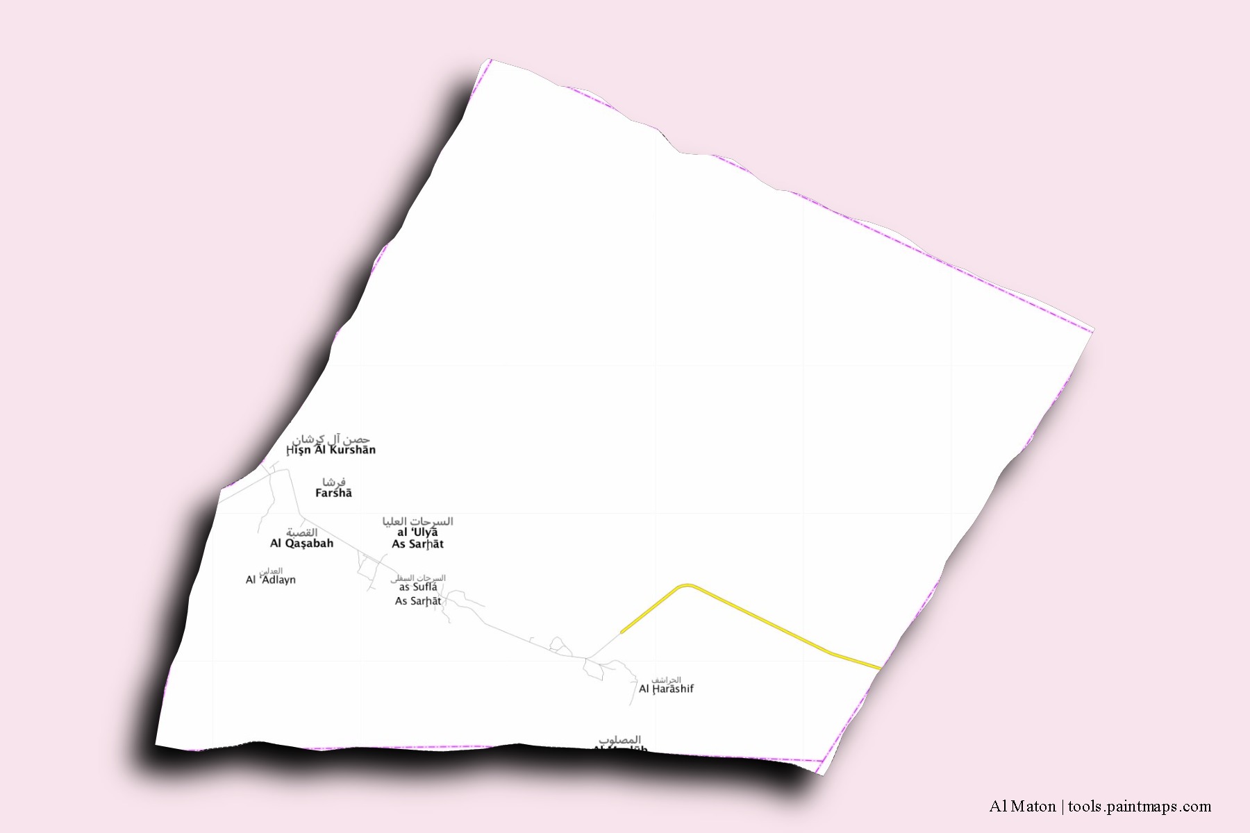 Al Maton neighborhoods and villages map with 3D shadow effect