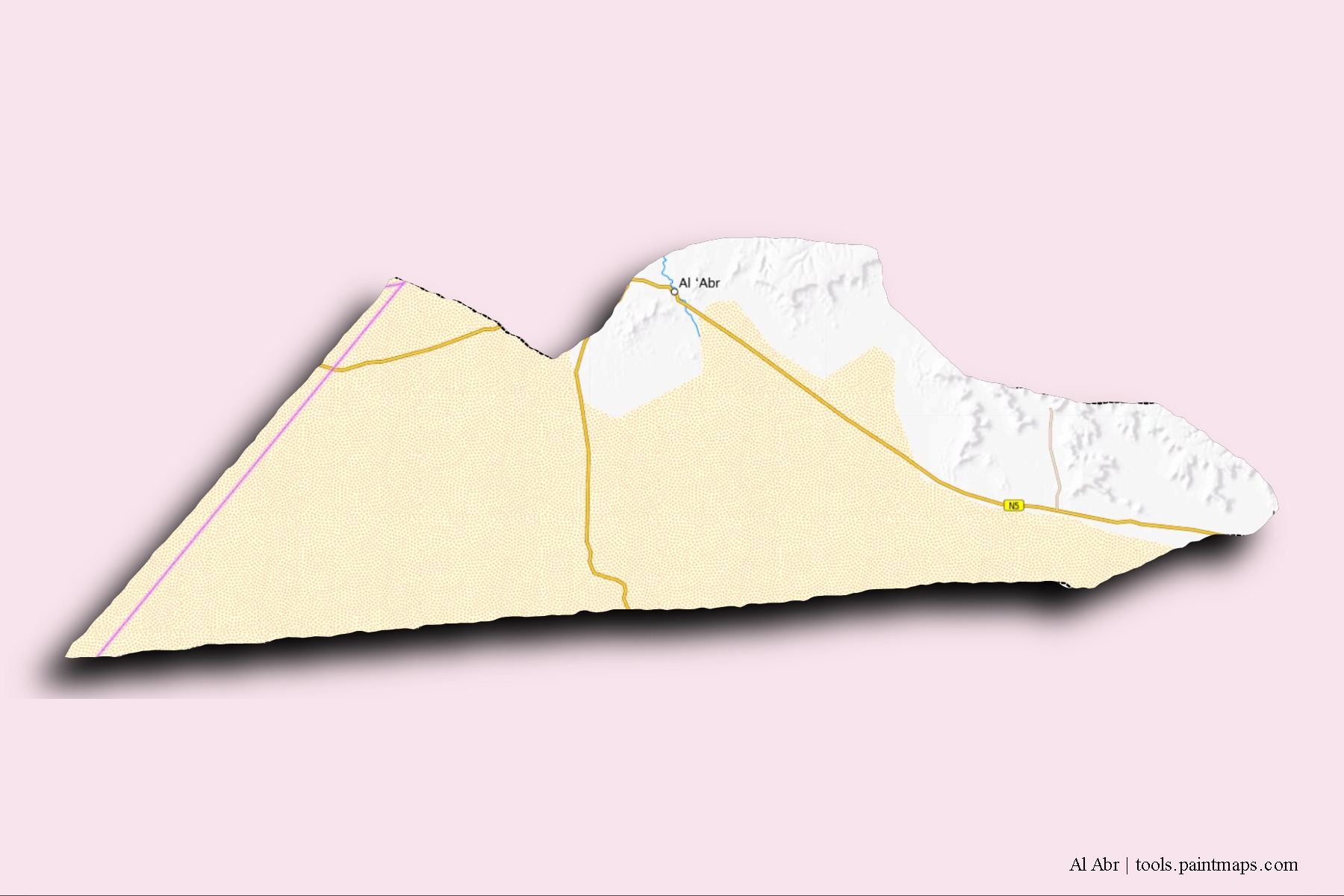 Al Abr neighborhoods and villages map with 3D shadow effect