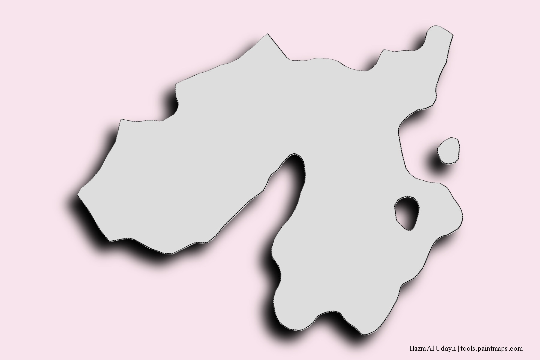 Mapa de barrios y pueblos de Hazm Al Udayn con efecto de sombra 3D