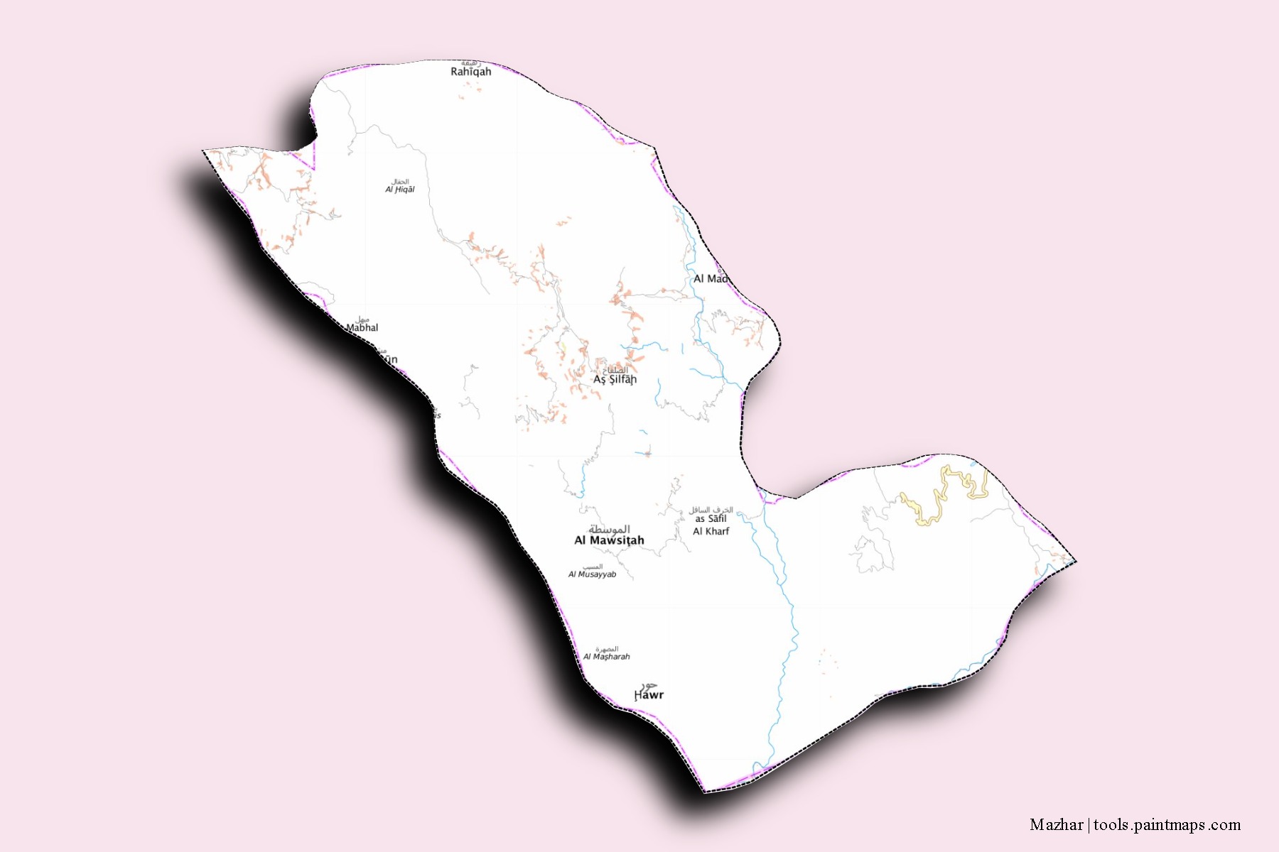 3D gölge efektli Mazhar mahalleleri ve köyleri haritası