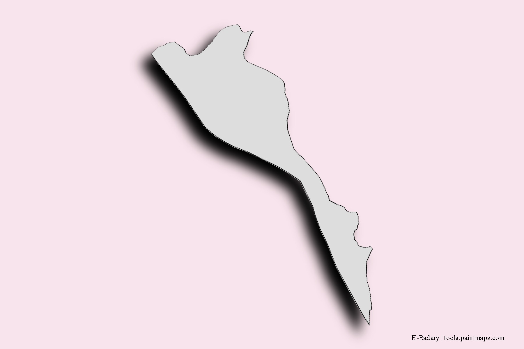 Mapa de barrios y pueblos de El-Badary con efecto de sombra 3D