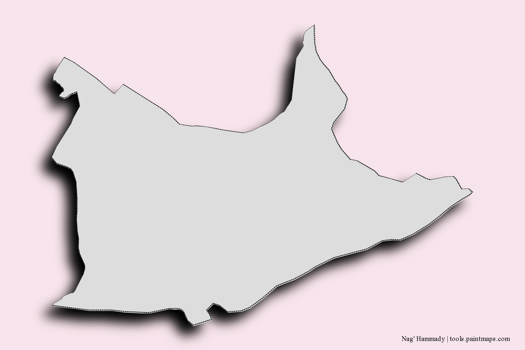 Mapa de barrios y pueblos de Nag' Hammady con efecto de sombra 3D