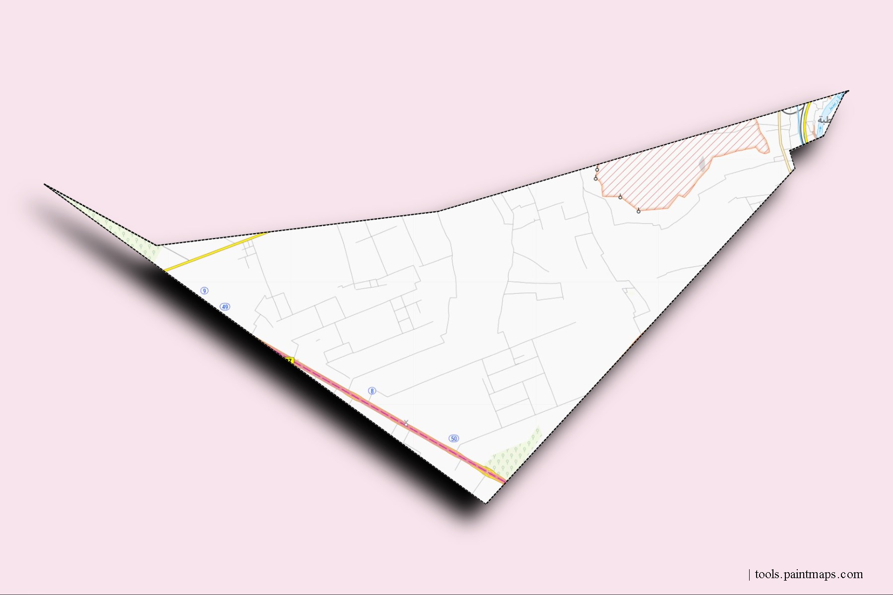 Mapa de barrios y pueblos de  con efecto de sombra 3D