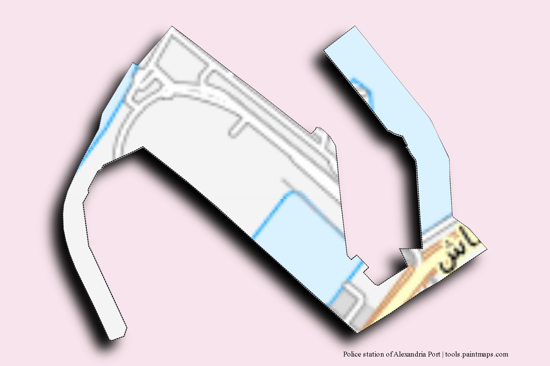 Mapa de barrios y pueblos de Police station of Alexandria Port con efecto de sombra 3D