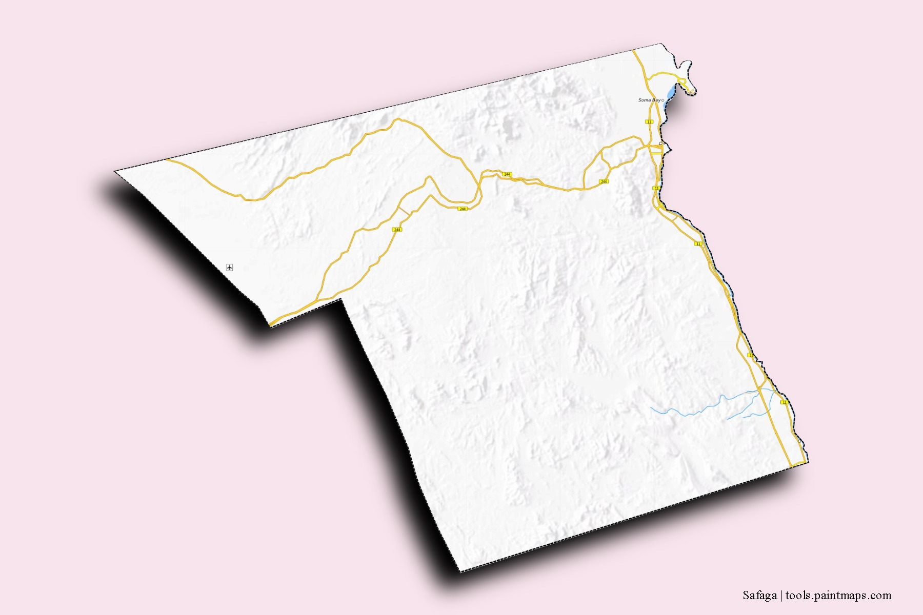 Mapa de barrios y pueblos de Safaga con efecto de sombra 3D