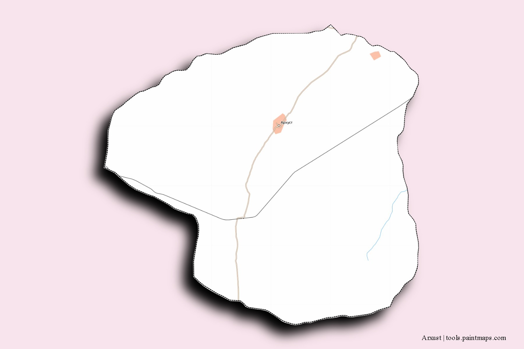 Mapa de barrios y pueblos de Arxust con efecto de sombra 3D