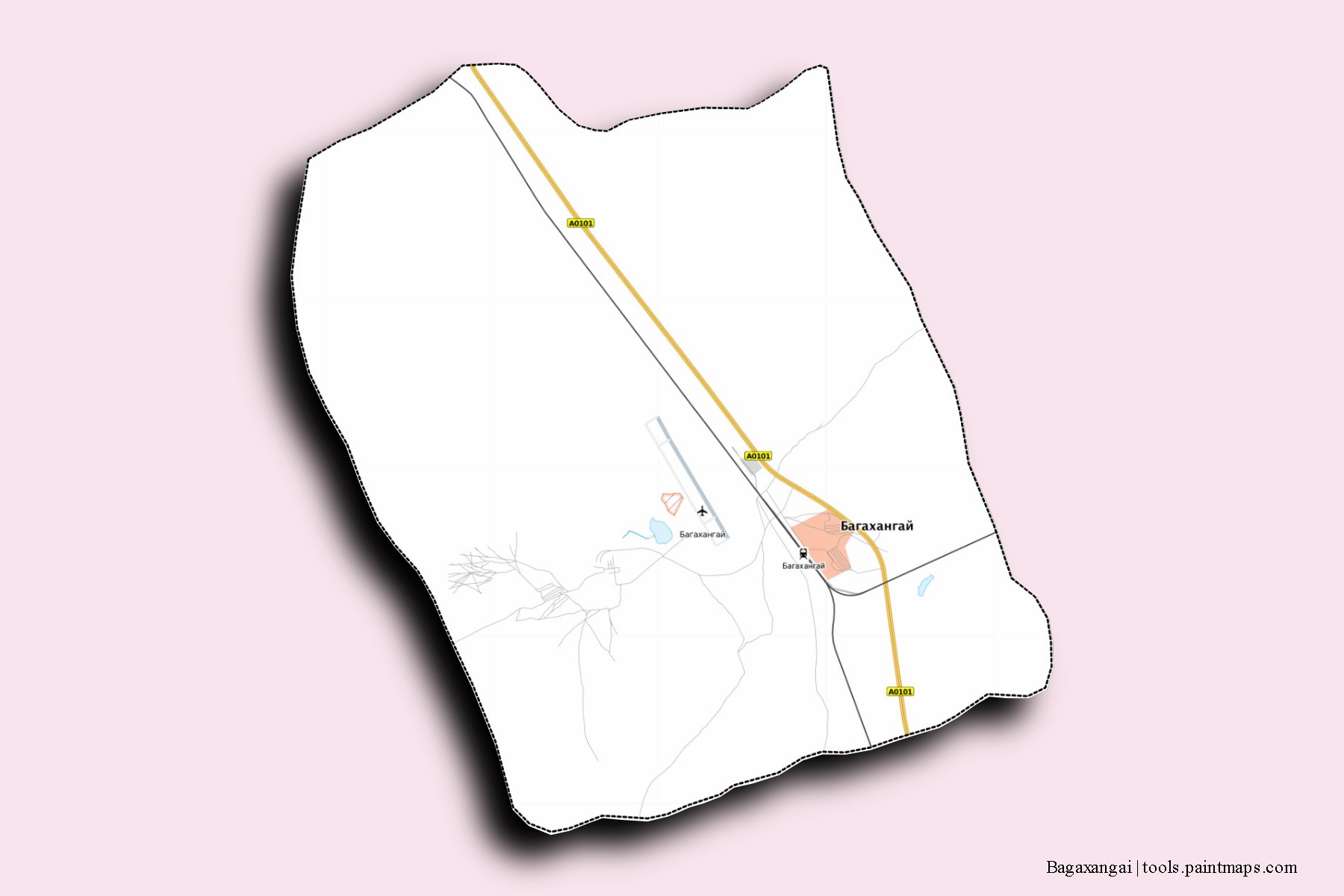 Bayan neighborhoods and villages map with 3D shadow effect