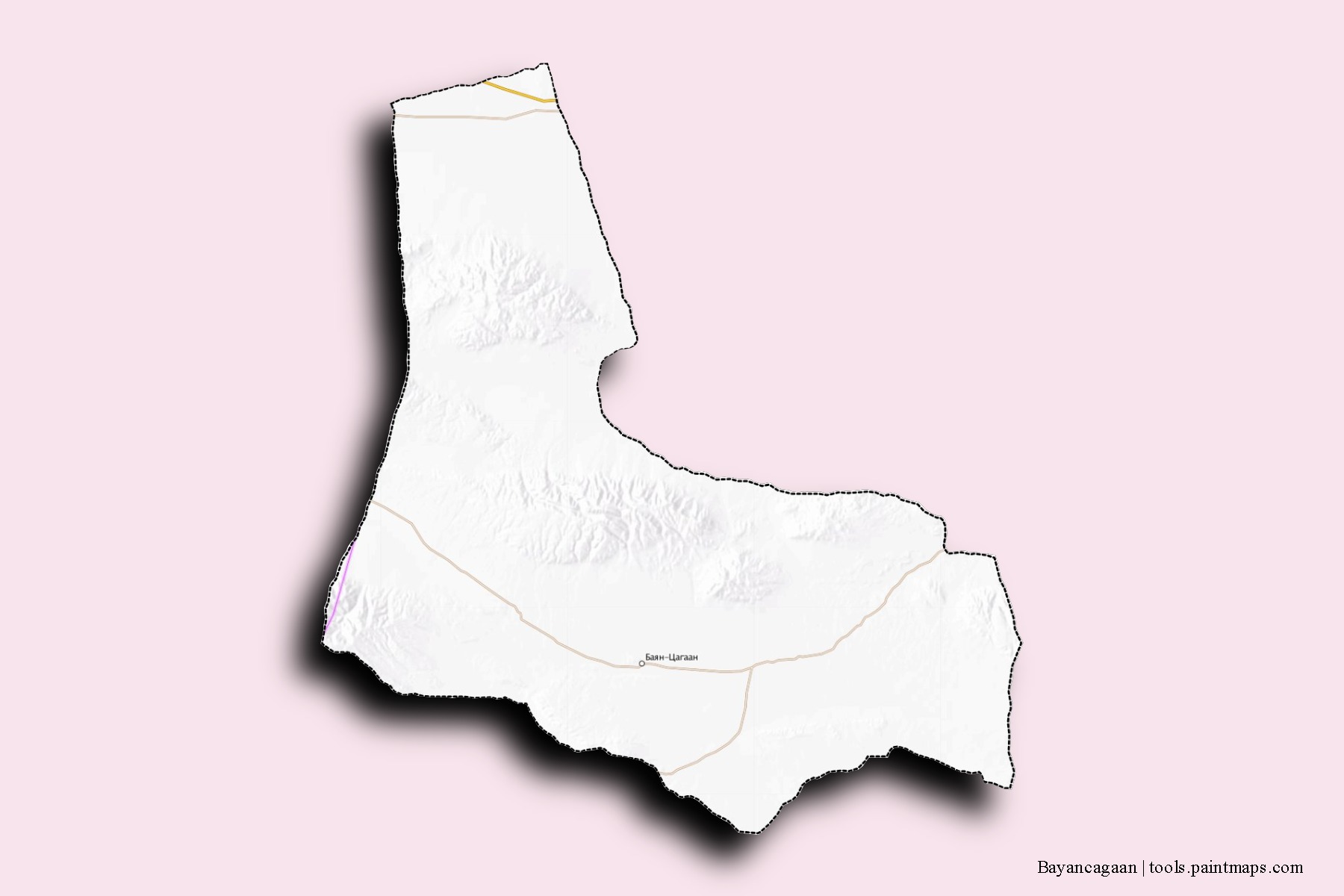 Mapa de barrios y pueblos de Bayancagaan con efecto de sombra 3D