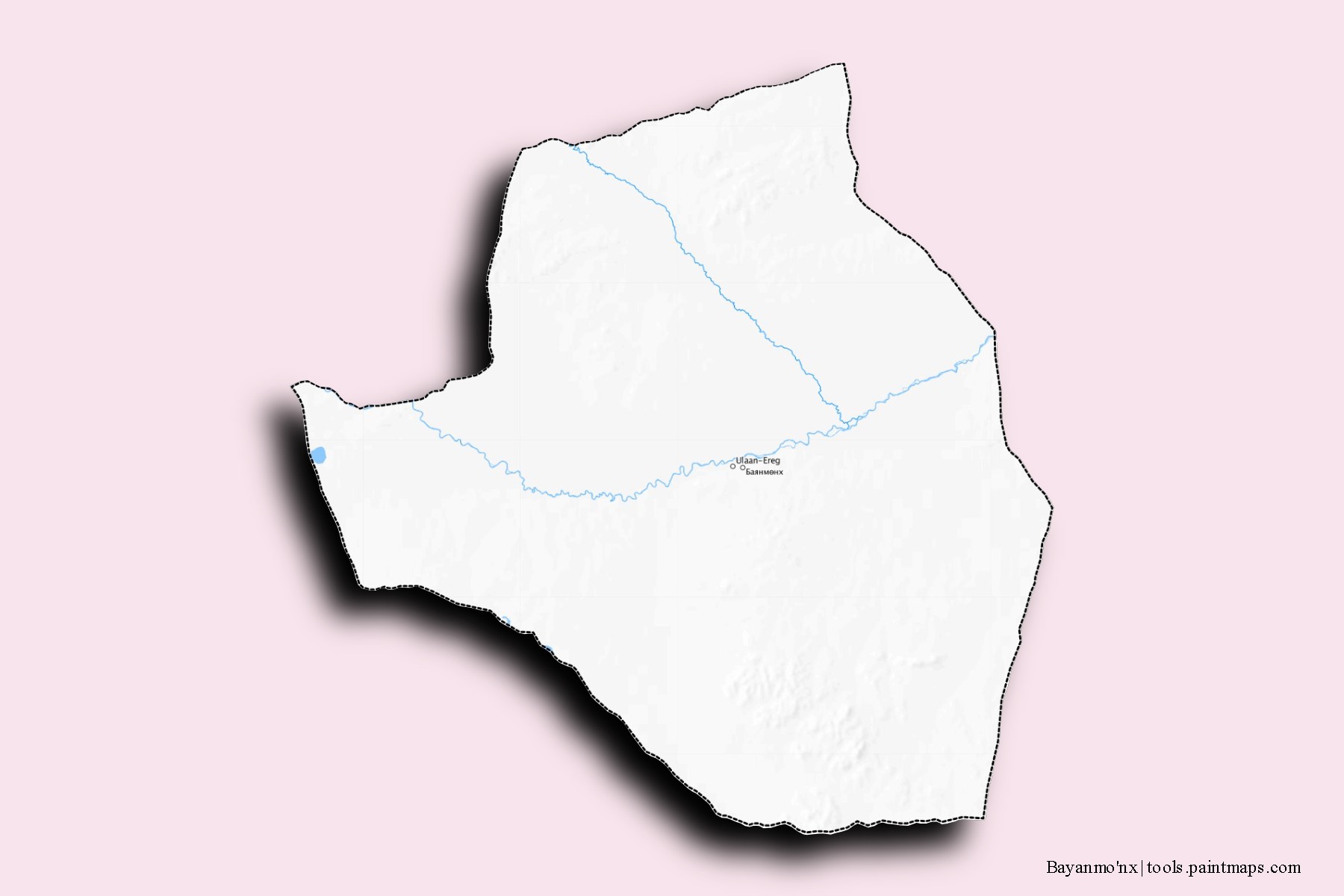 Mapa de barrios y pueblos de Bayanmo'nx con efecto de sombra 3D