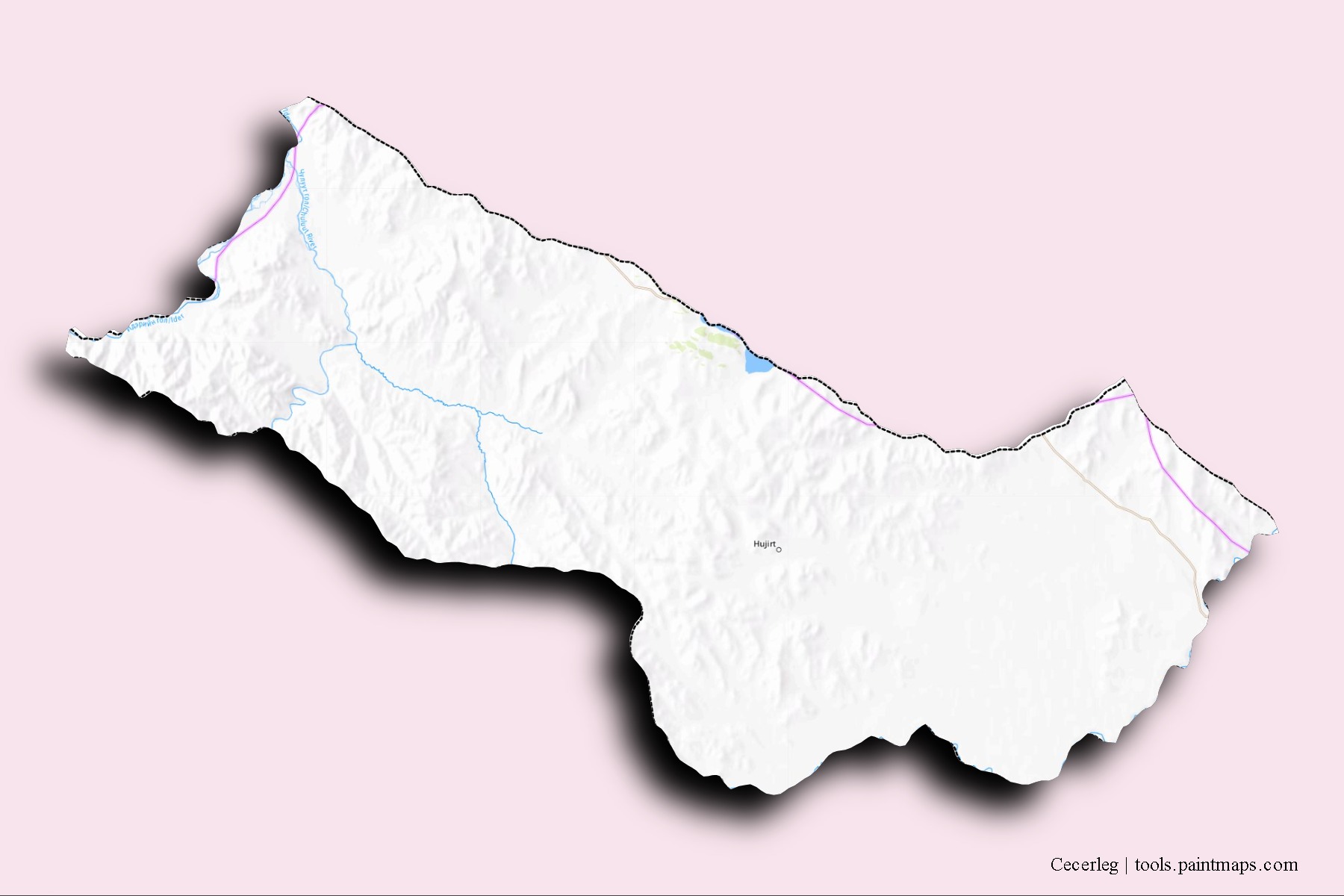 Mapa de barrios y pueblos de Cecerleg con efecto de sombra 3D