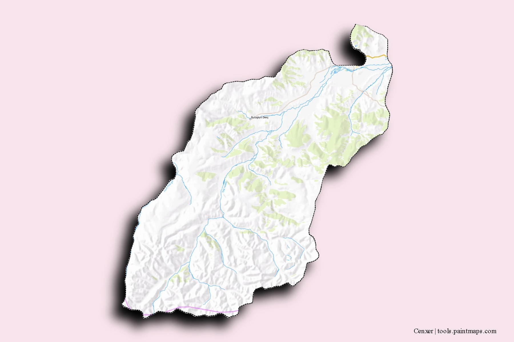 Mapa de barrios y pueblos de Cenxer con efecto de sombra 3D