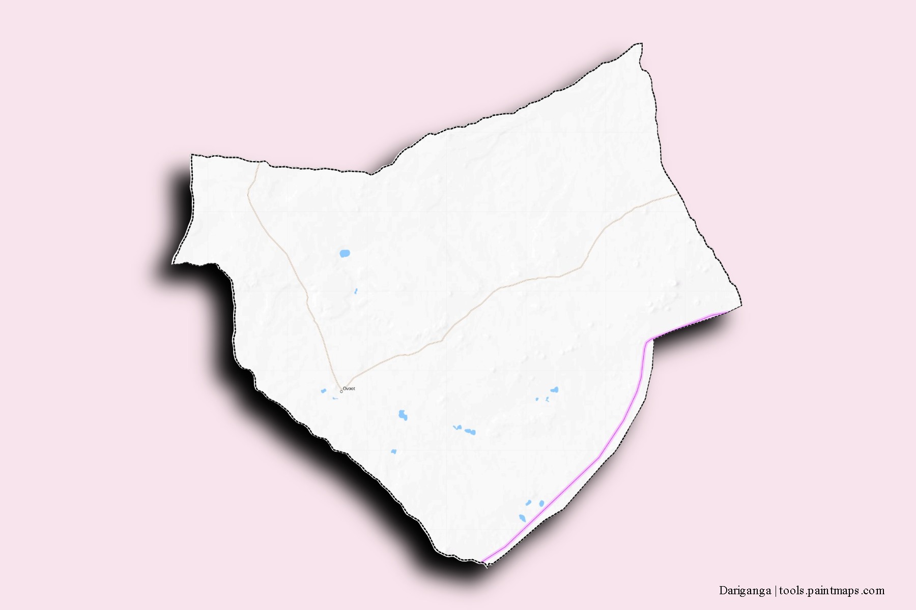 Mapa de barrios y pueblos de Dariganga con efecto de sombra 3D