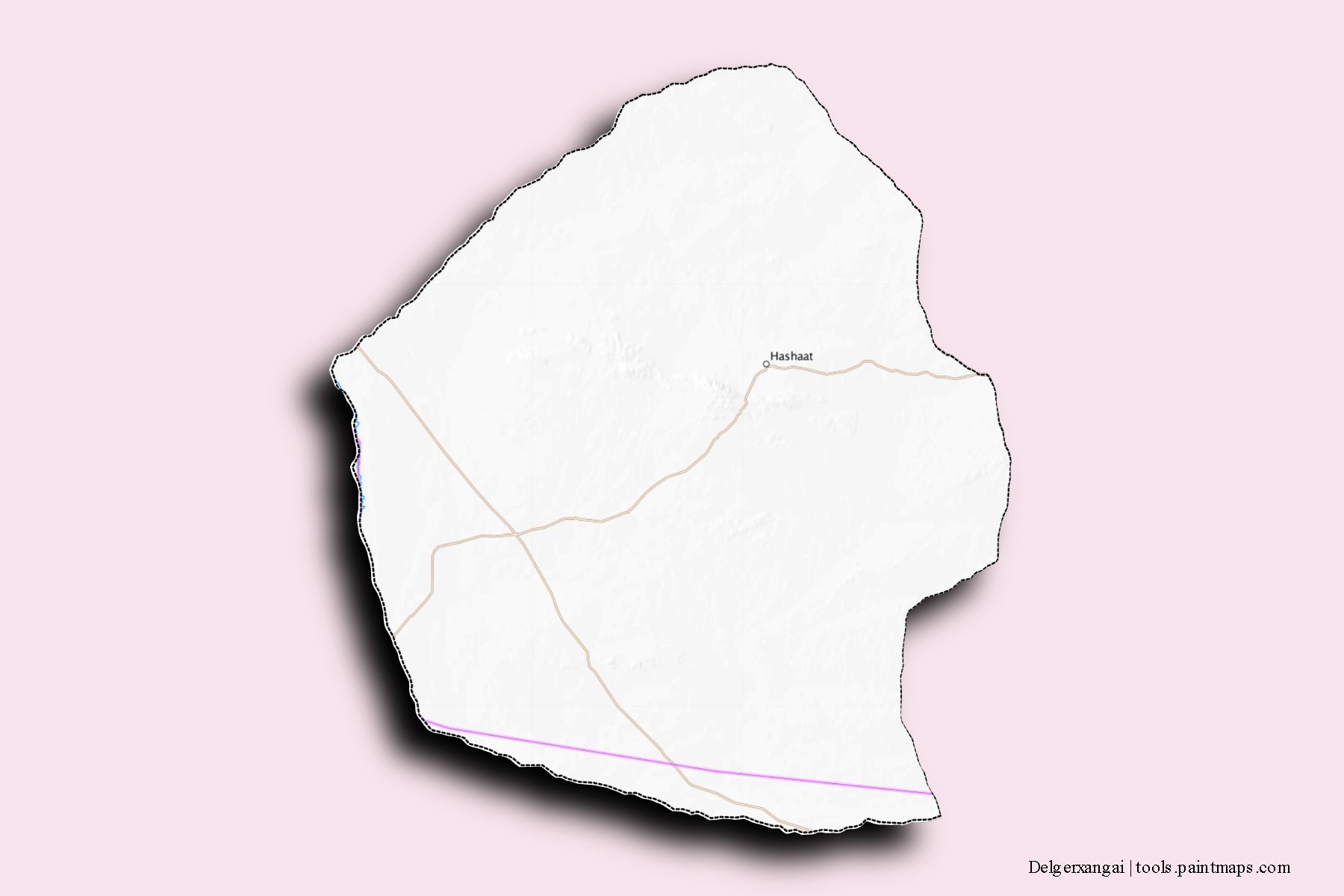 Mapa de barrios y pueblos de Delgerxangai con efecto de sombra 3D