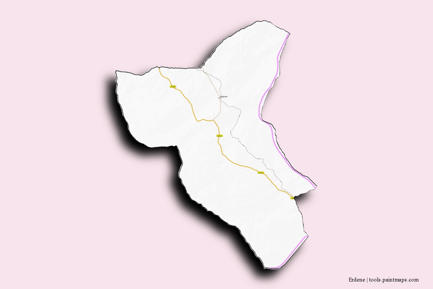 Erdene neighborhoods and villages map with 3D shadow effect