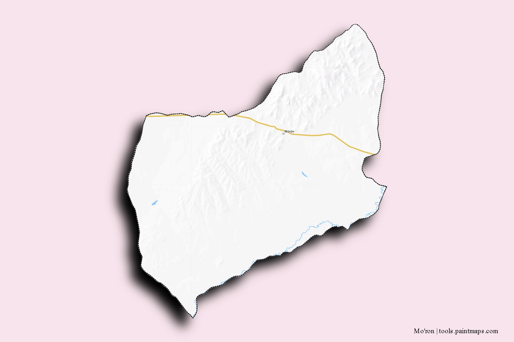 Mapa de barrios y pueblos de Mo'ron con efecto de sombra 3D