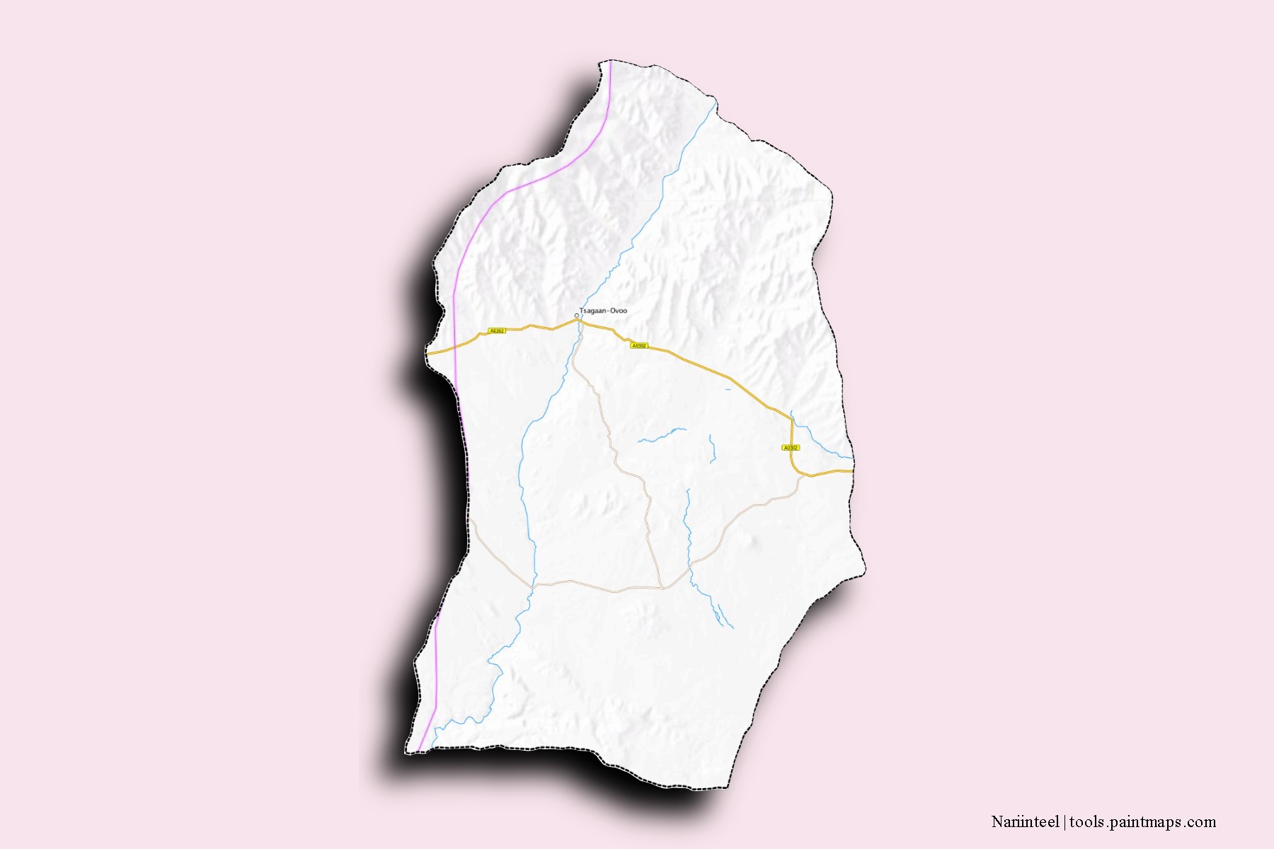 Mapa de barrios y pueblos de Nariinteel con efecto de sombra 3D