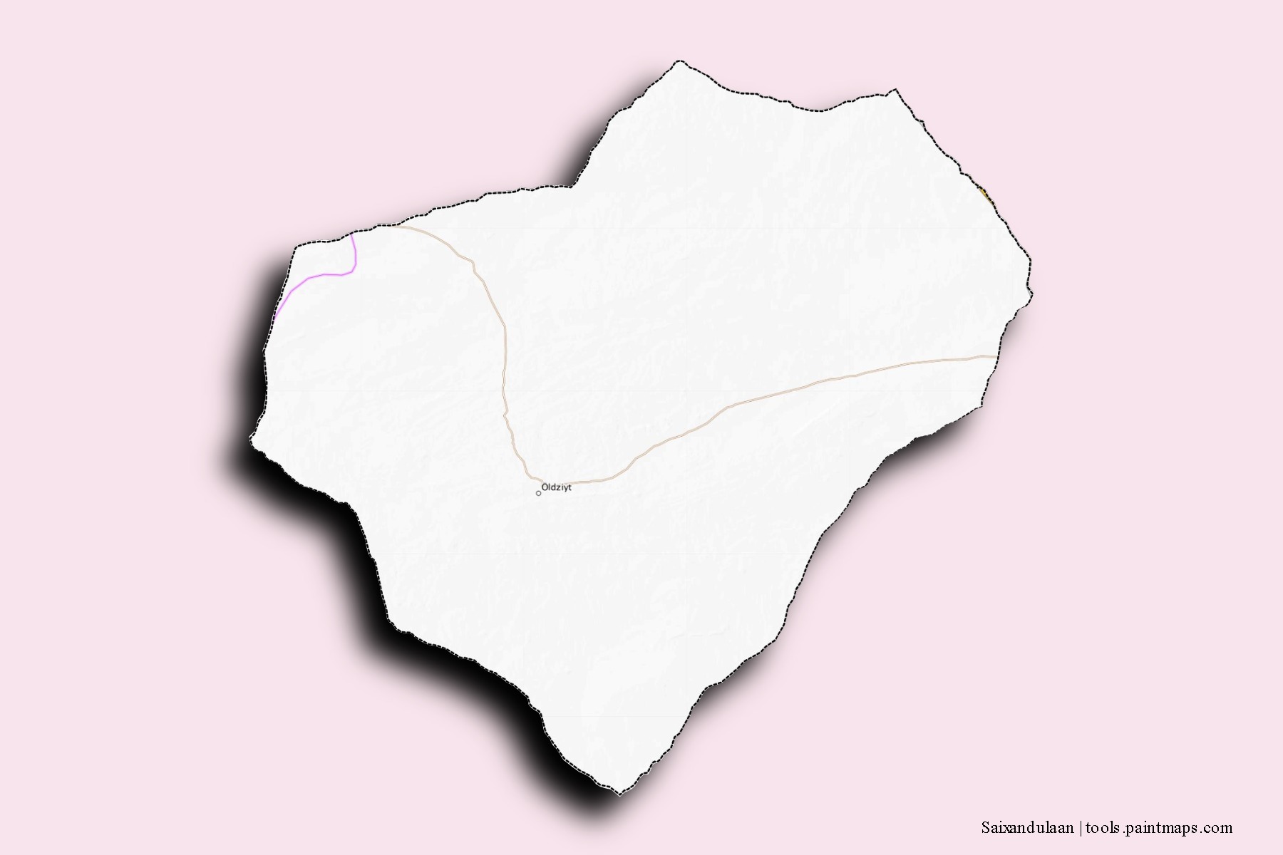 Mapa de barrios y pueblos de Saixandulaan con efecto de sombra 3D