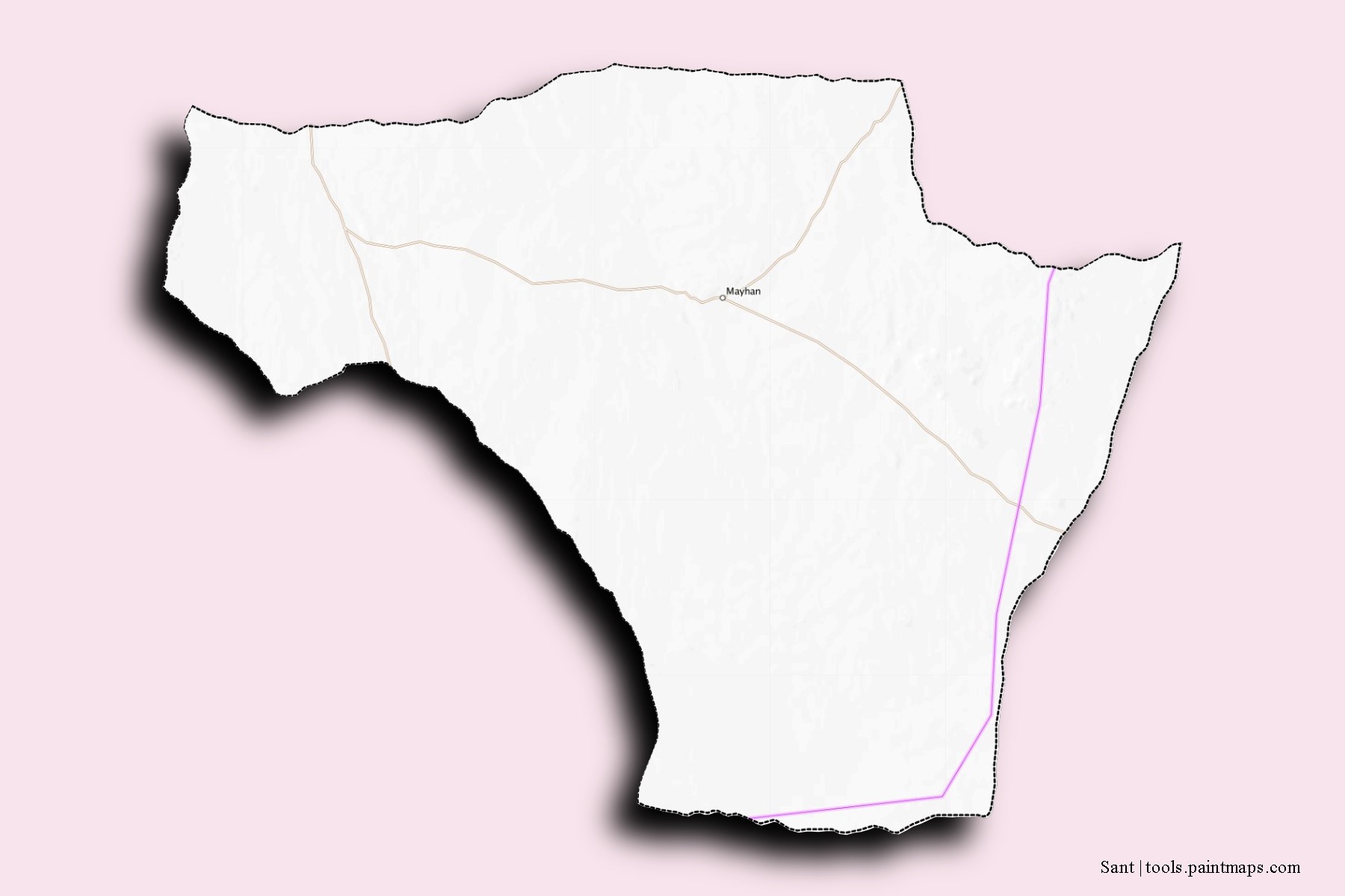 Mapa de barrios y pueblos de Sant con efecto de sombra 3D