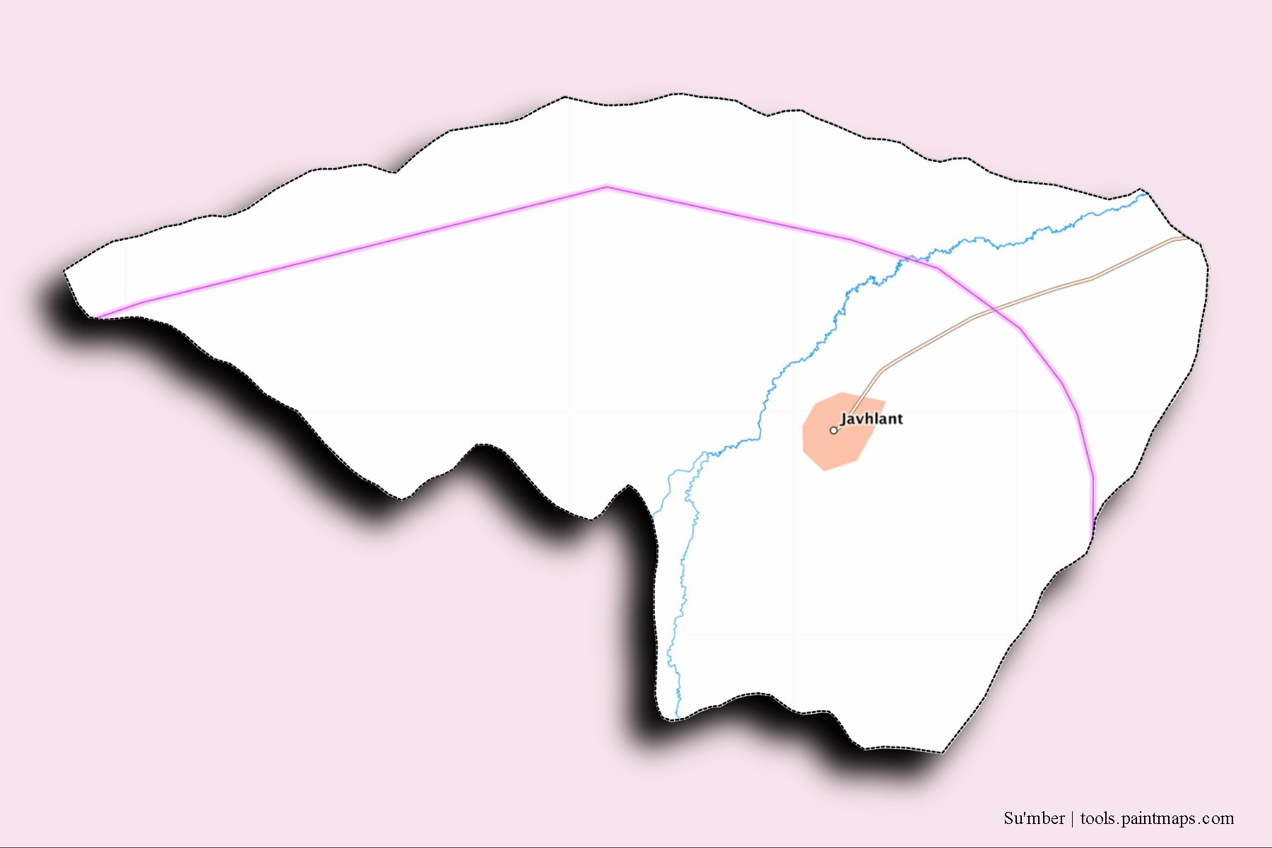 Mapa de barrios y pueblos de Su'mber con efecto de sombra 3D