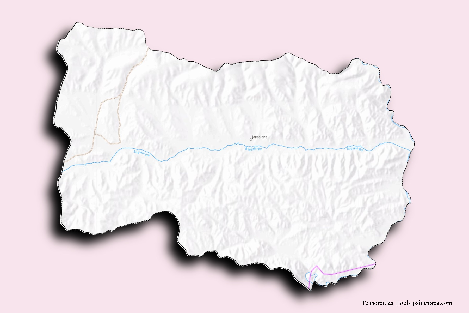 Mapa de barrios y pueblos de To'morbulag con efecto de sombra 3D