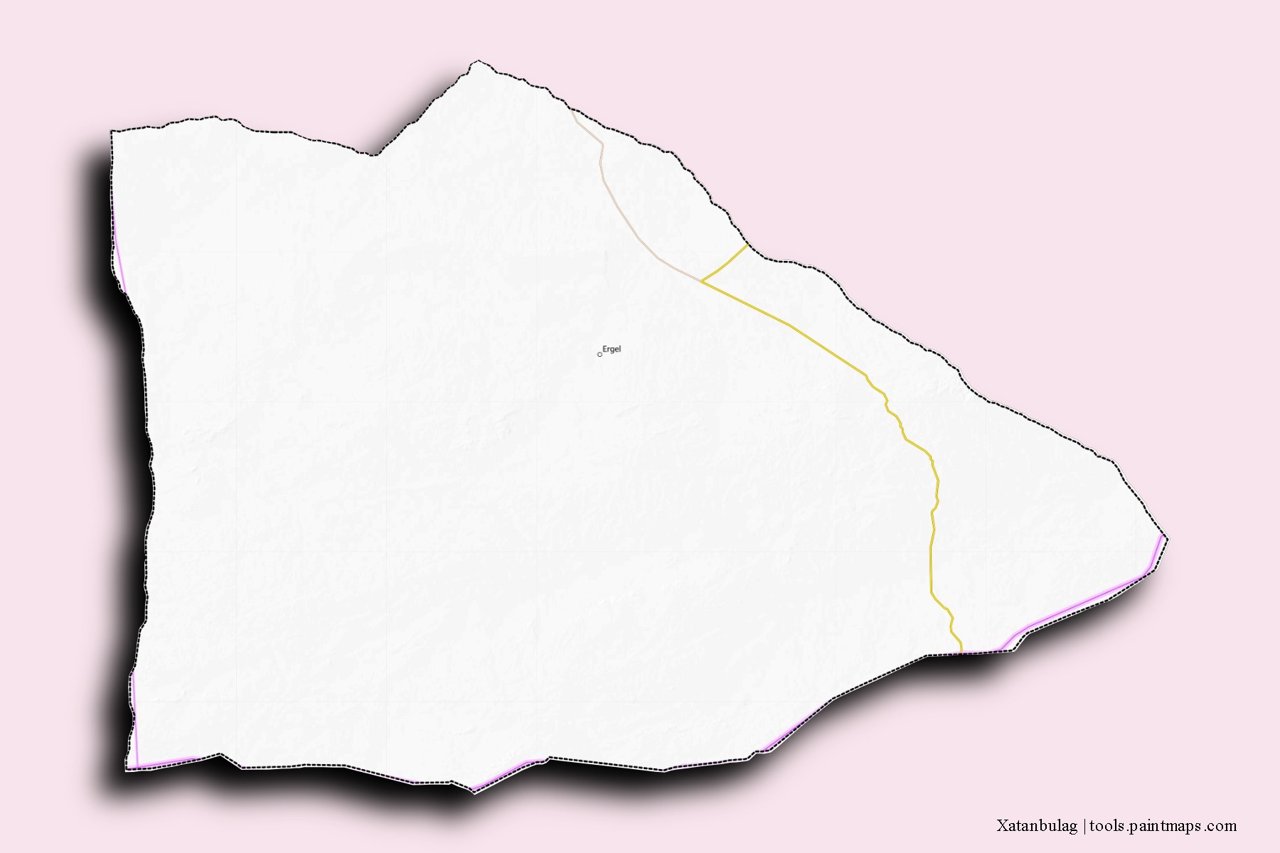 Mapa de barrios y pueblos de Xatanbulag con efecto de sombra 3D