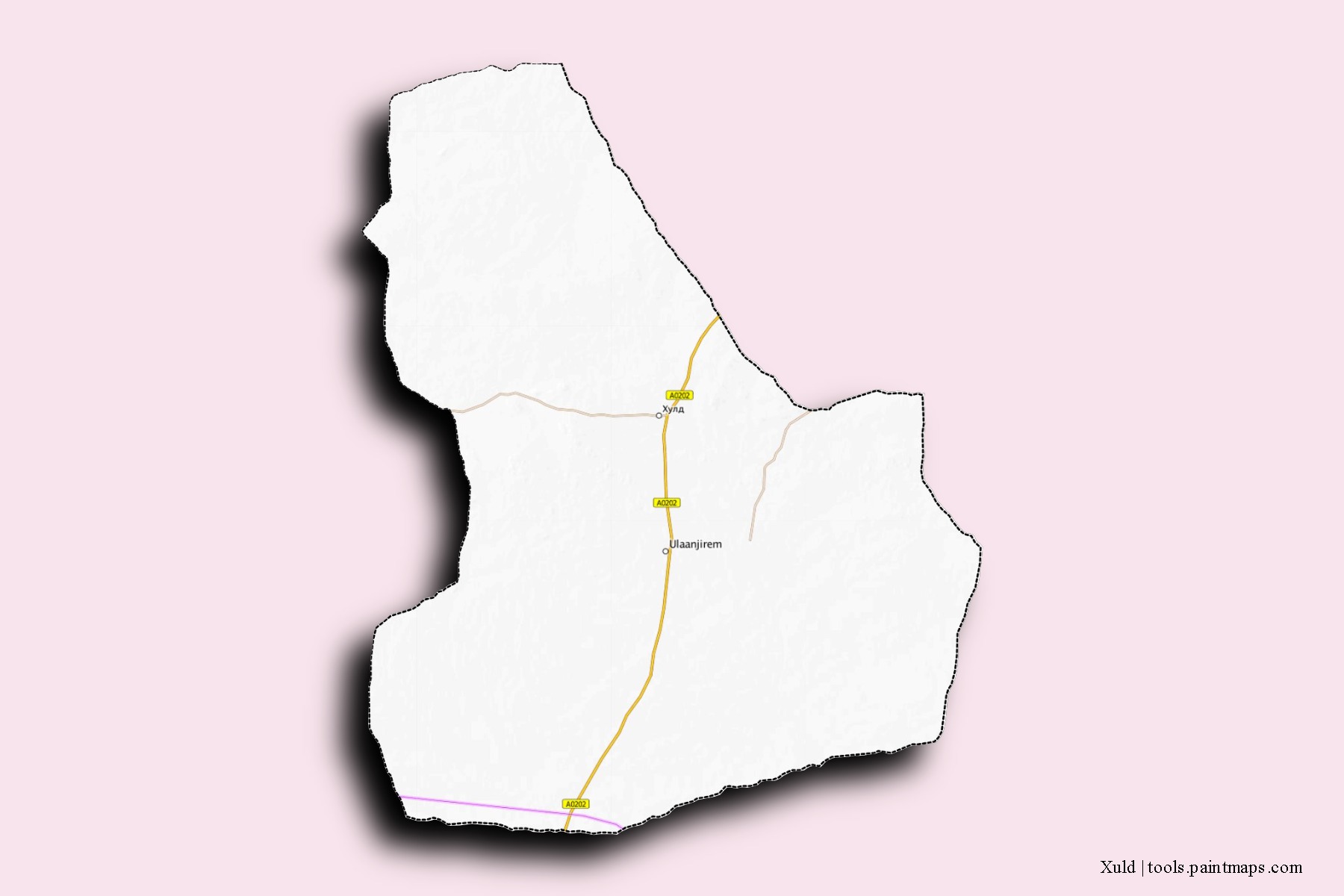 Mapa de barrios y pueblos de Xuld con efecto de sombra 3D