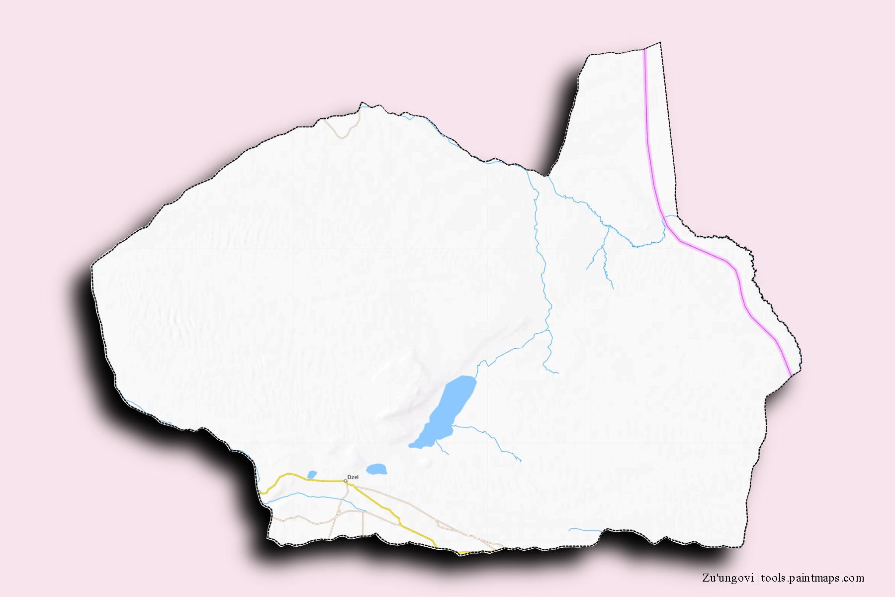 Mapa de barrios y pueblos de Zu'ungovi con efecto de sombra 3D