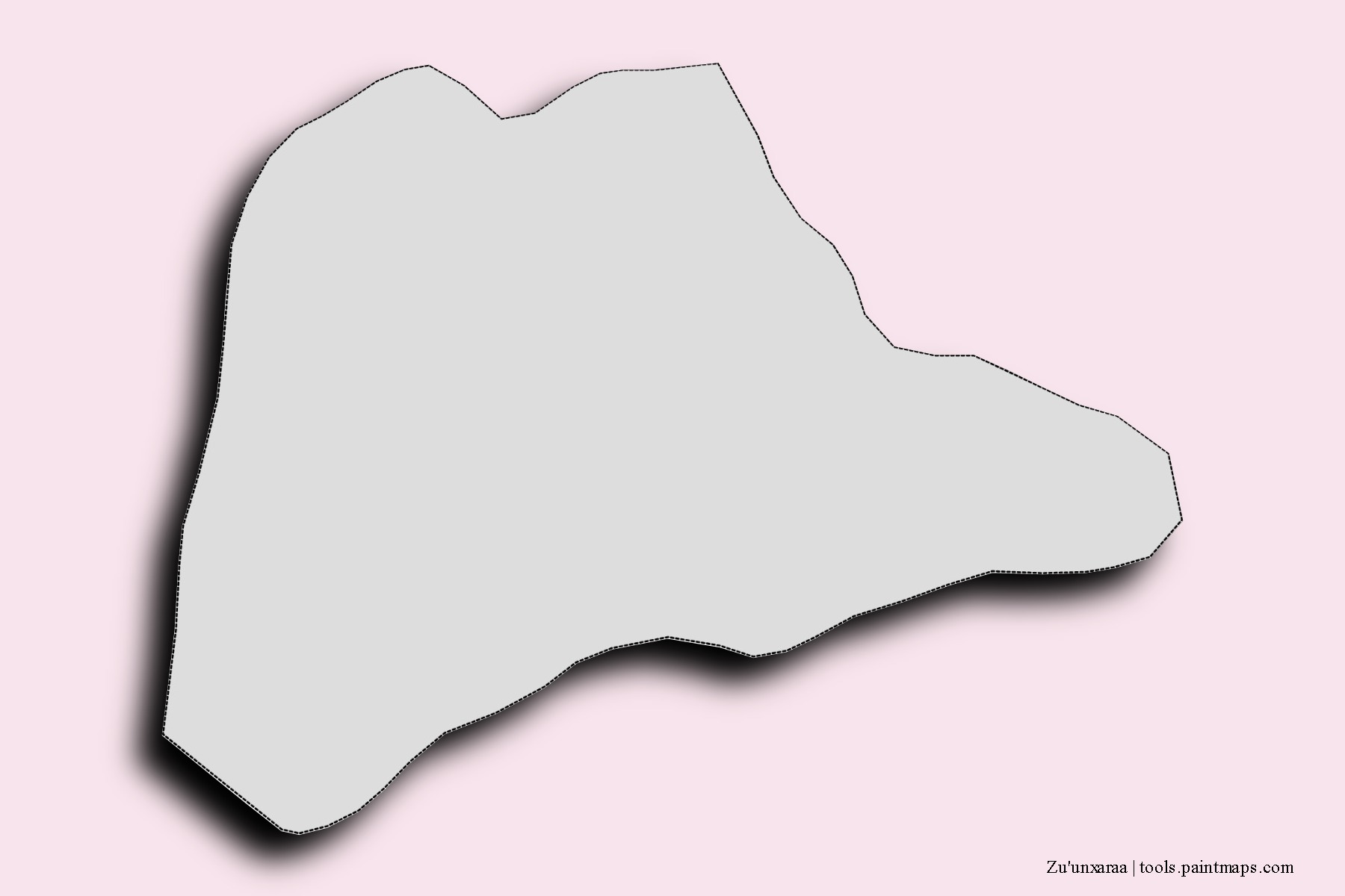 Mapa de barrios y pueblos de Zu'unxaraa con efecto de sombra 3D