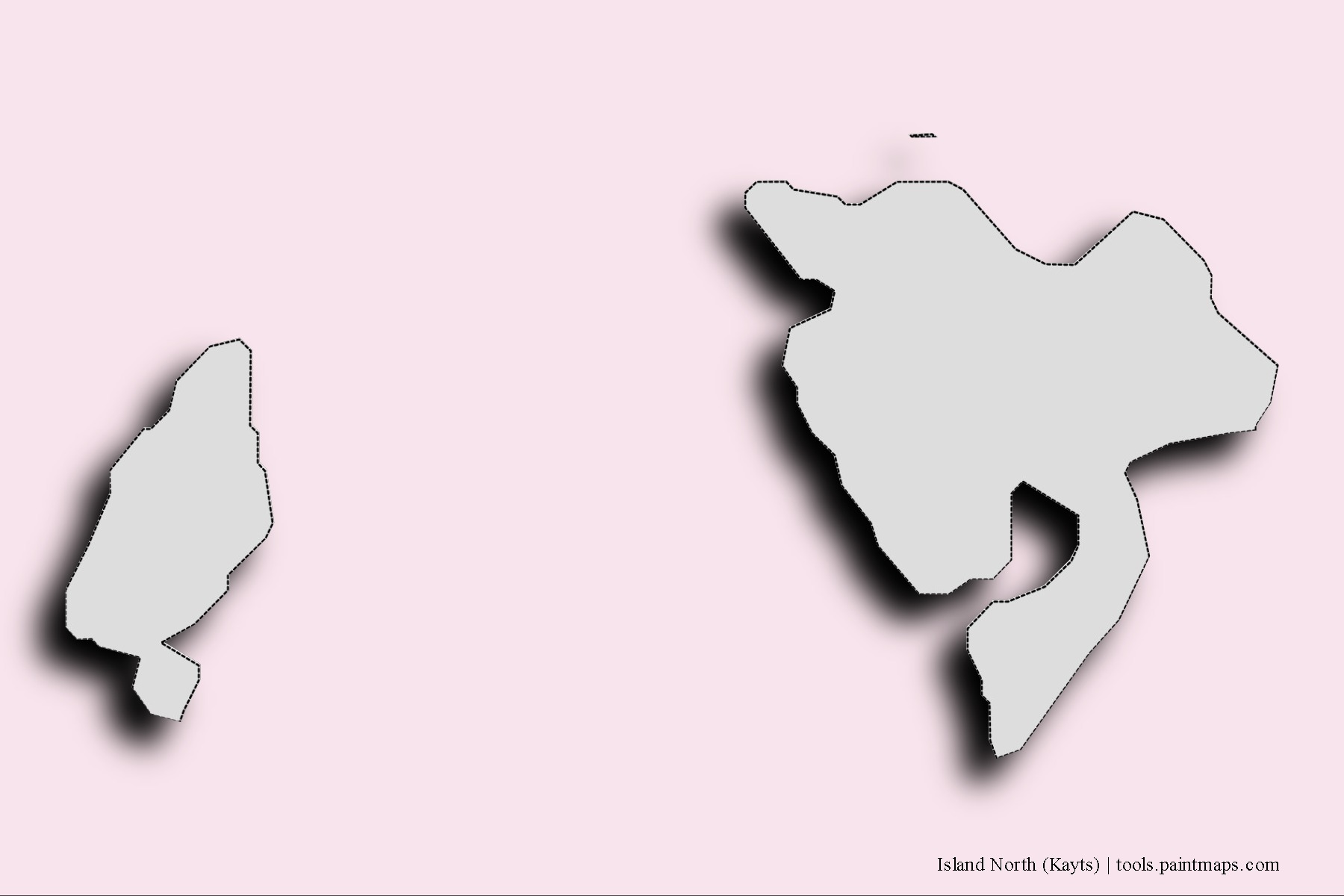 3D gölge efektli Island North (Kayts) mahalleleri ve köyleri haritası
