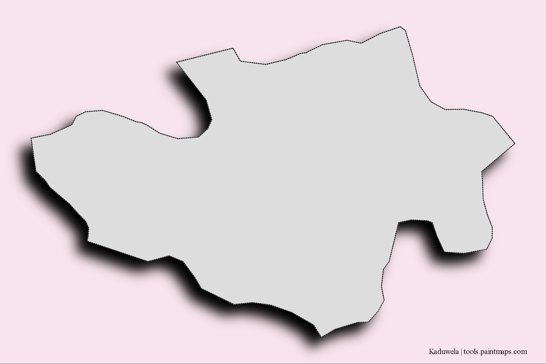 Mapa de barrios y pueblos de Kaduwela con efecto de sombra 3D