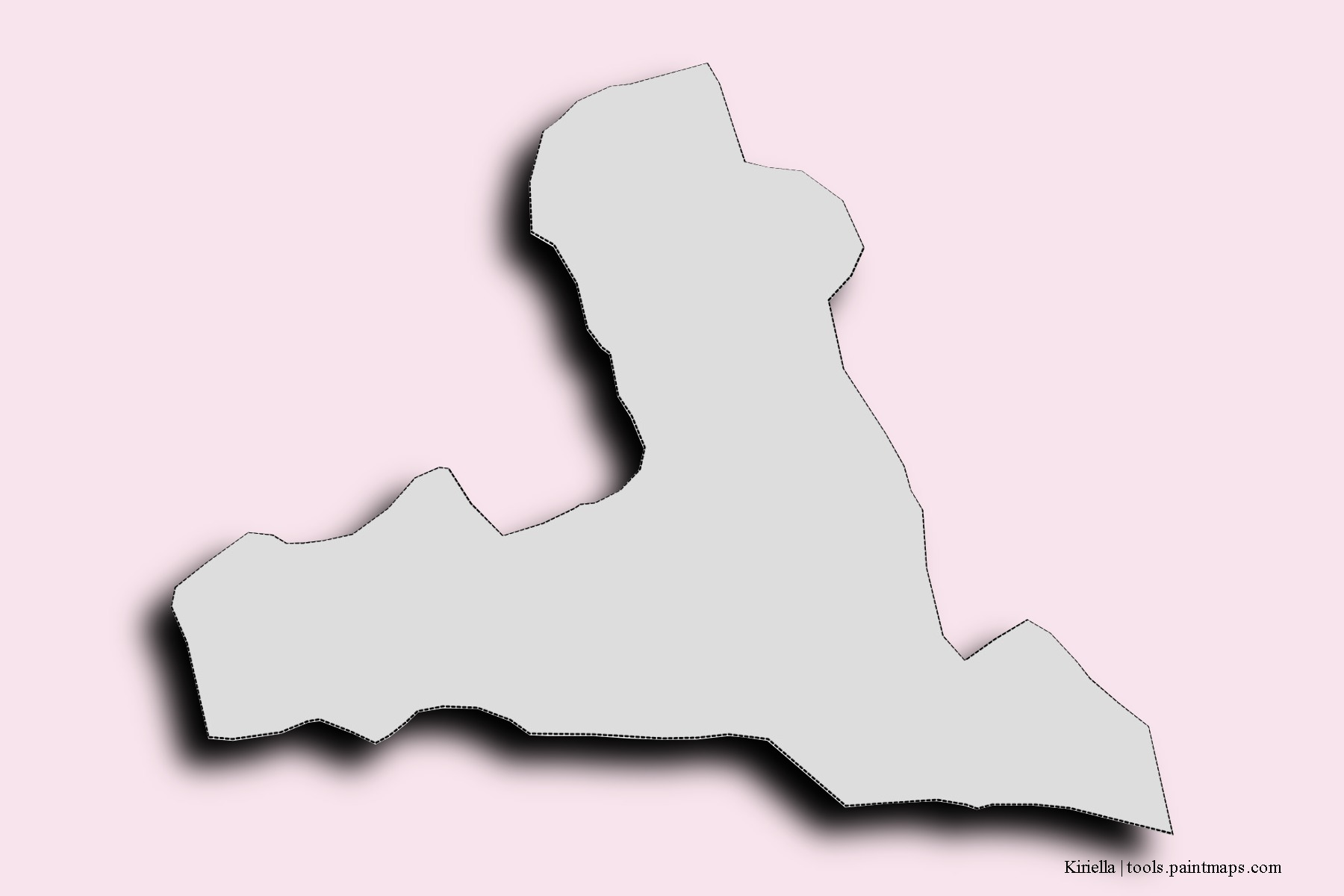 Mapa de barrios y pueblos de Kiriella con efecto de sombra 3D